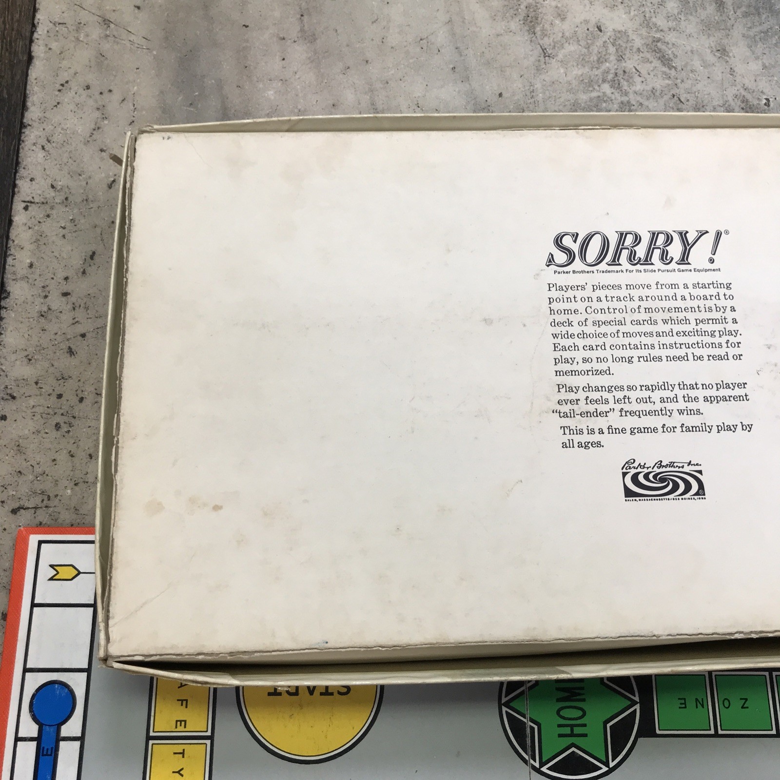 Vintage 1950s 60s SORRY Board Game Parker Brothers 100% Complete – Family Fun!
