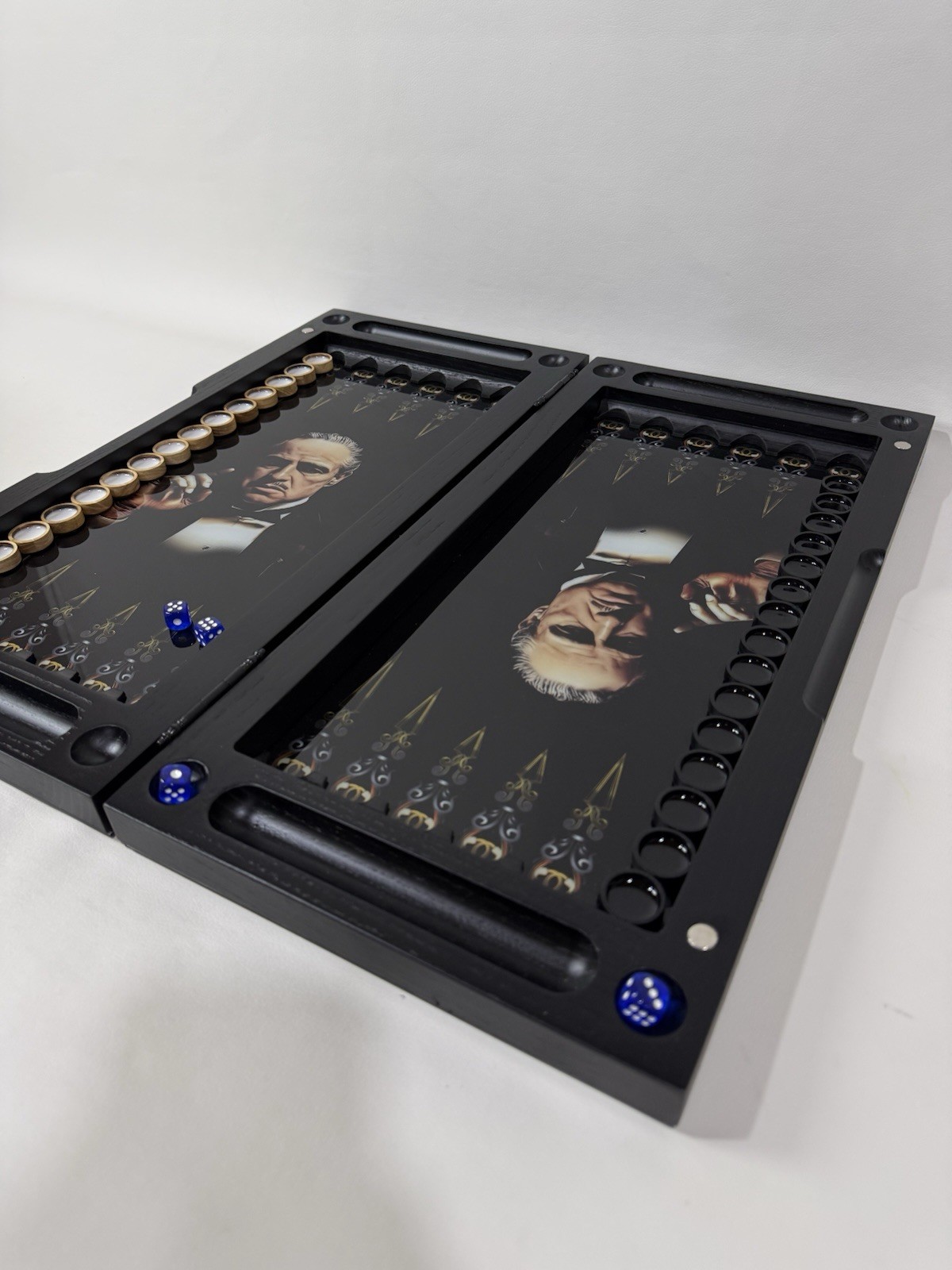 The Godfather Backgammon Board – Handmade Ash Wood & Glass Set, Luxury Gift