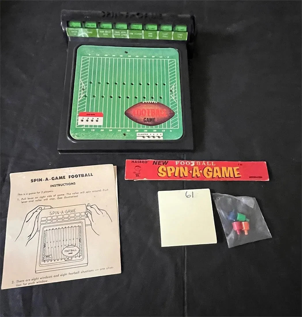 Vintage 1950s-60s Hasbro Mechanical Football Spin-a-Game Toy w/ Original Box