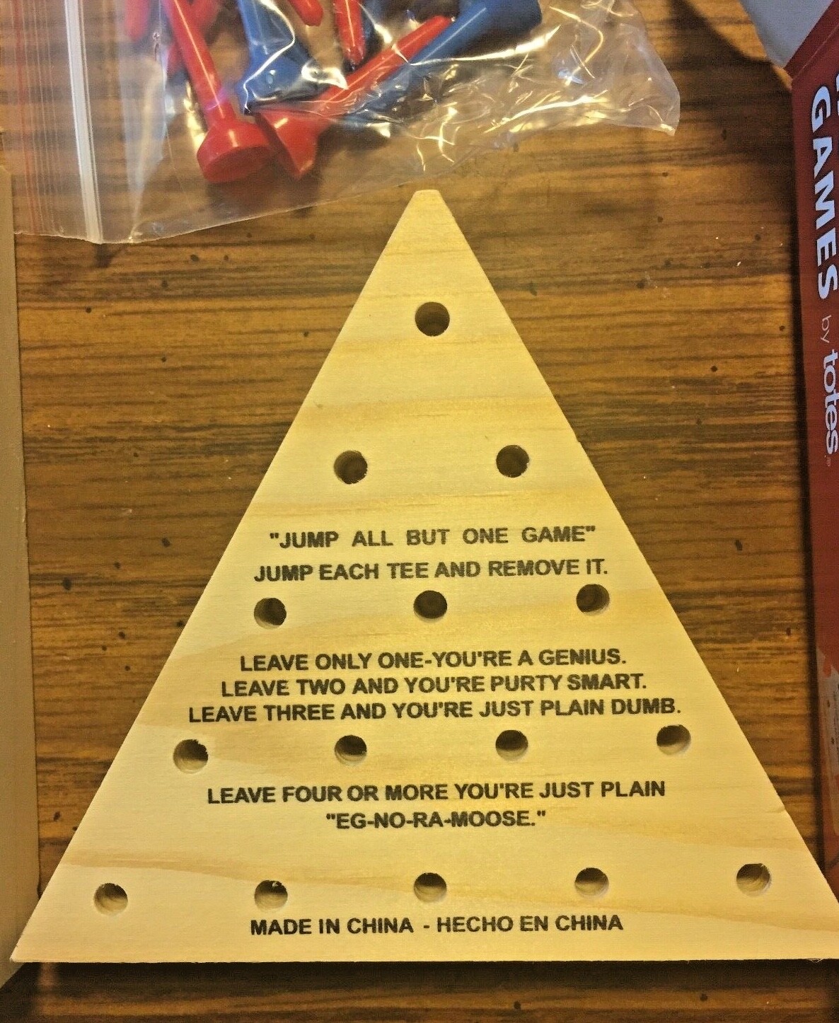 2 Piece Wooden Games By Totes Tic-Tac-Toe & Solitaire Mini Travel Peg Boards New