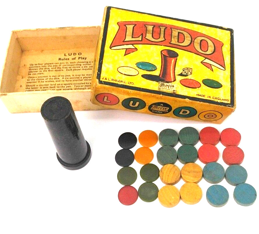 Vintage LUDO MERIT GAME /J&L Randall Ltd./ Made in England GREAT GRAPHICS!!!