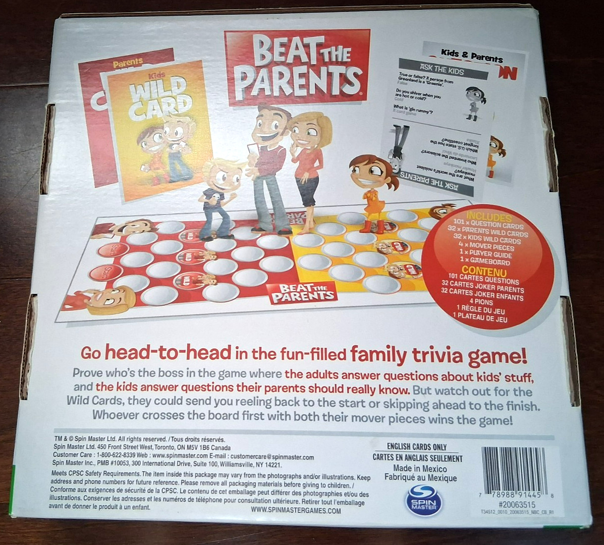 Beat the Parents Board Game Spin Master Kids vs Parents Trivia Open Box Unplayed