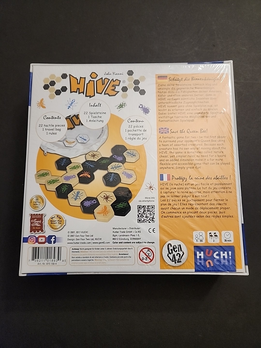 NEW SEALED Hive Board Game by John Yianni Award-Winning Strategy German Deutsch