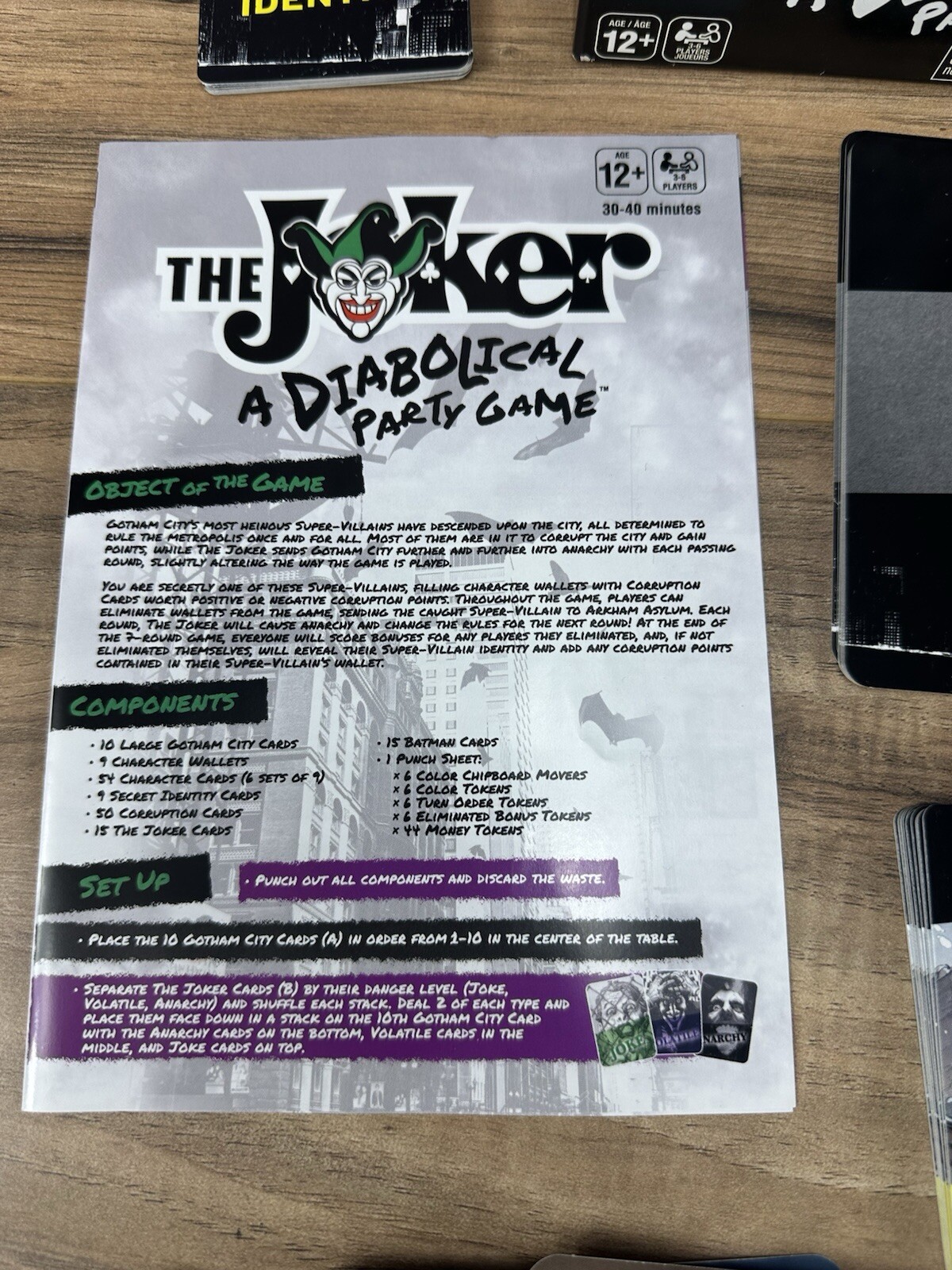 DC Comics The Joker A Diabolical Party Game 100% Complete Batman