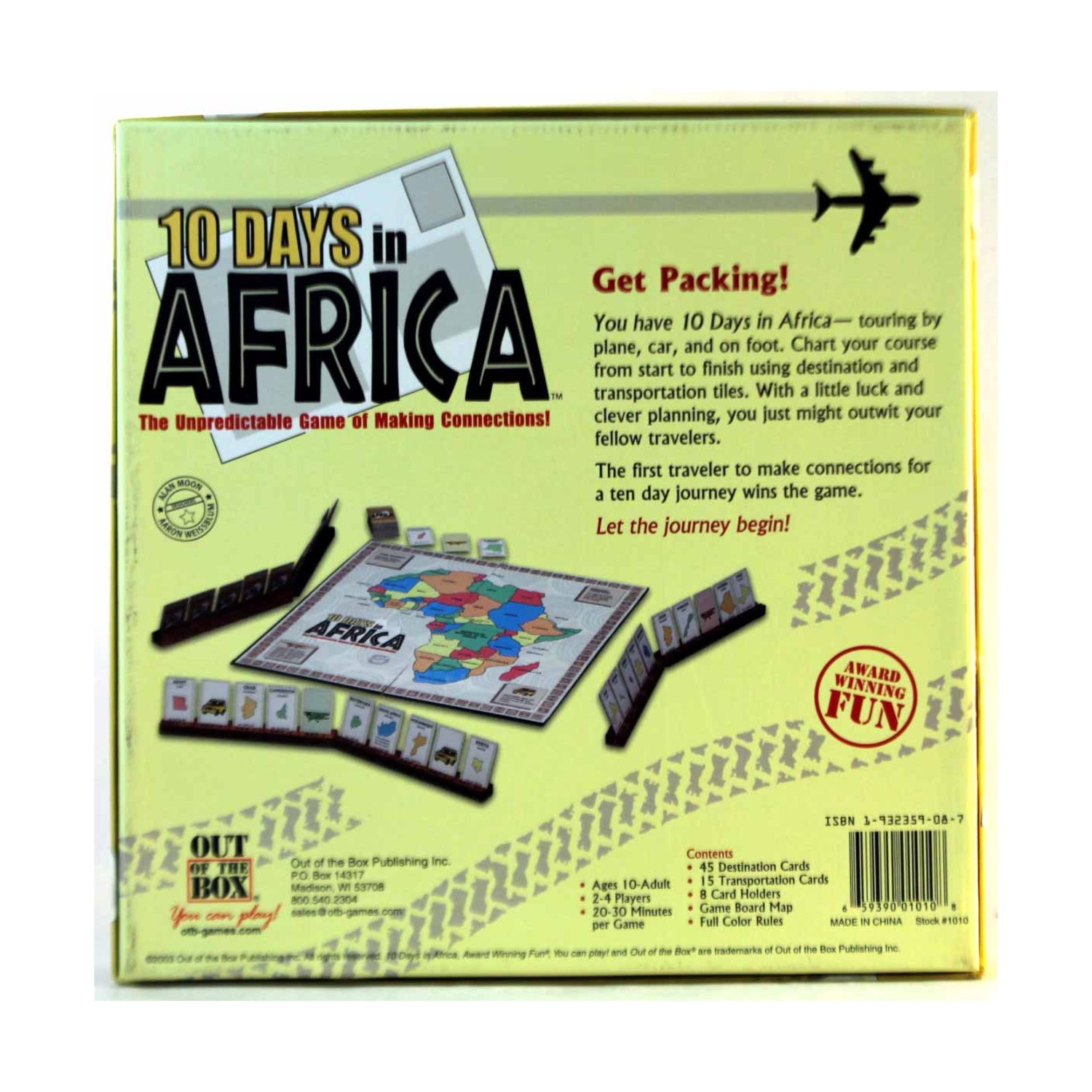 Out of the Box Boardgame 10 Days in Africa (1st Ed) Box VG+/NM