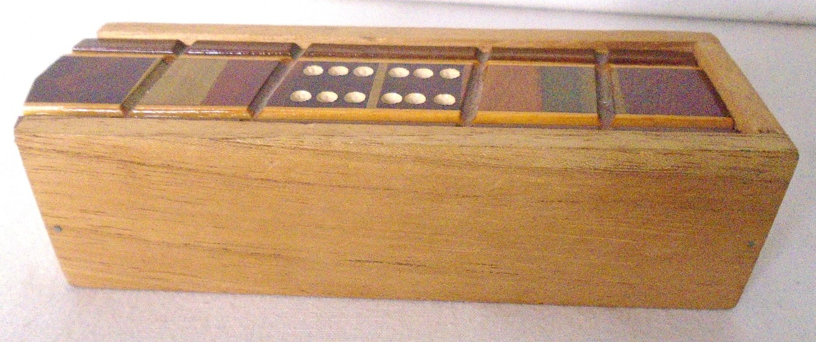 Handmade Wooden Mini Domino Set in Inlaid Wood Box, 28 Pieces