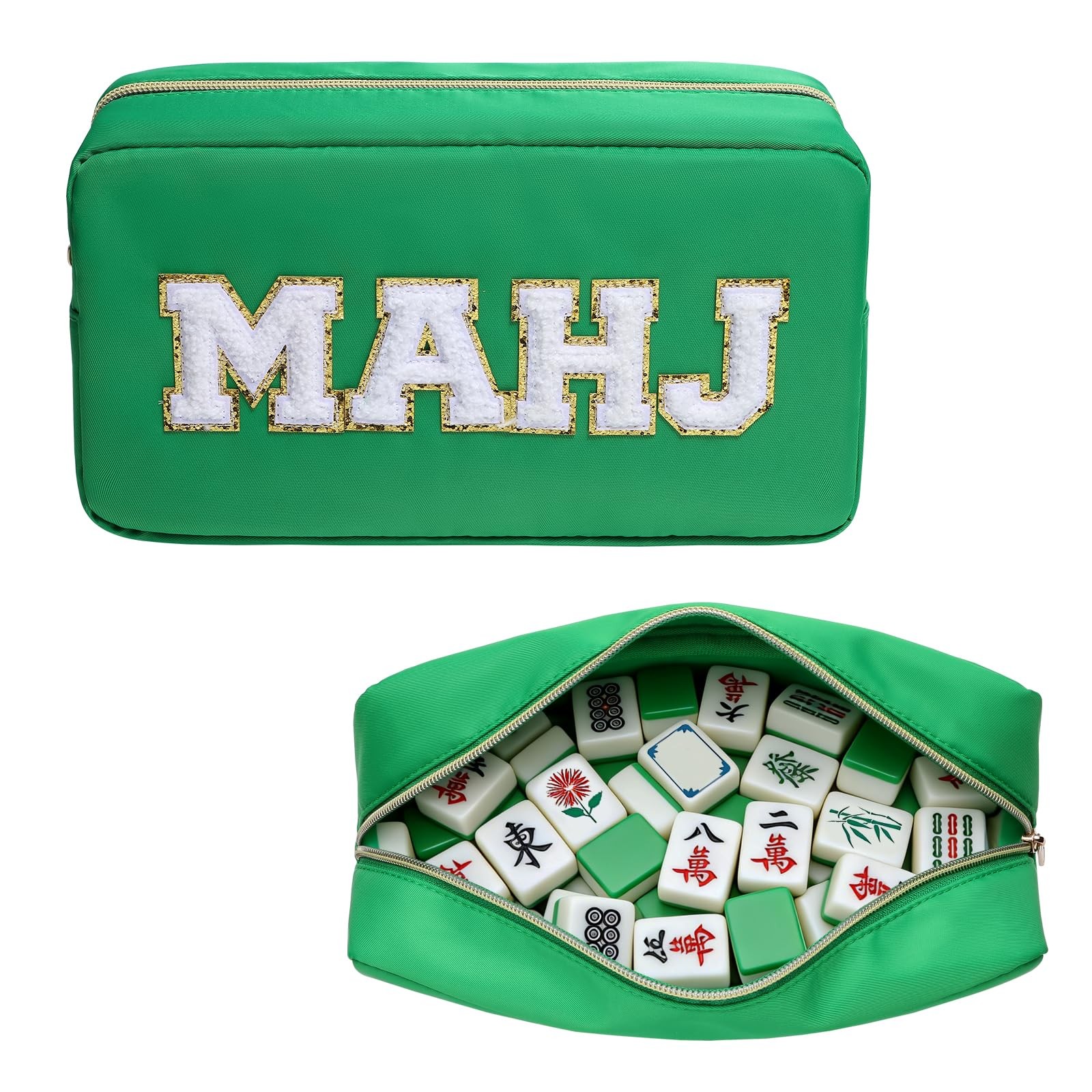 Mahjong Tile Bag Mahjong Bag with Zipper Travel Mahjong Carrying Case Storage…