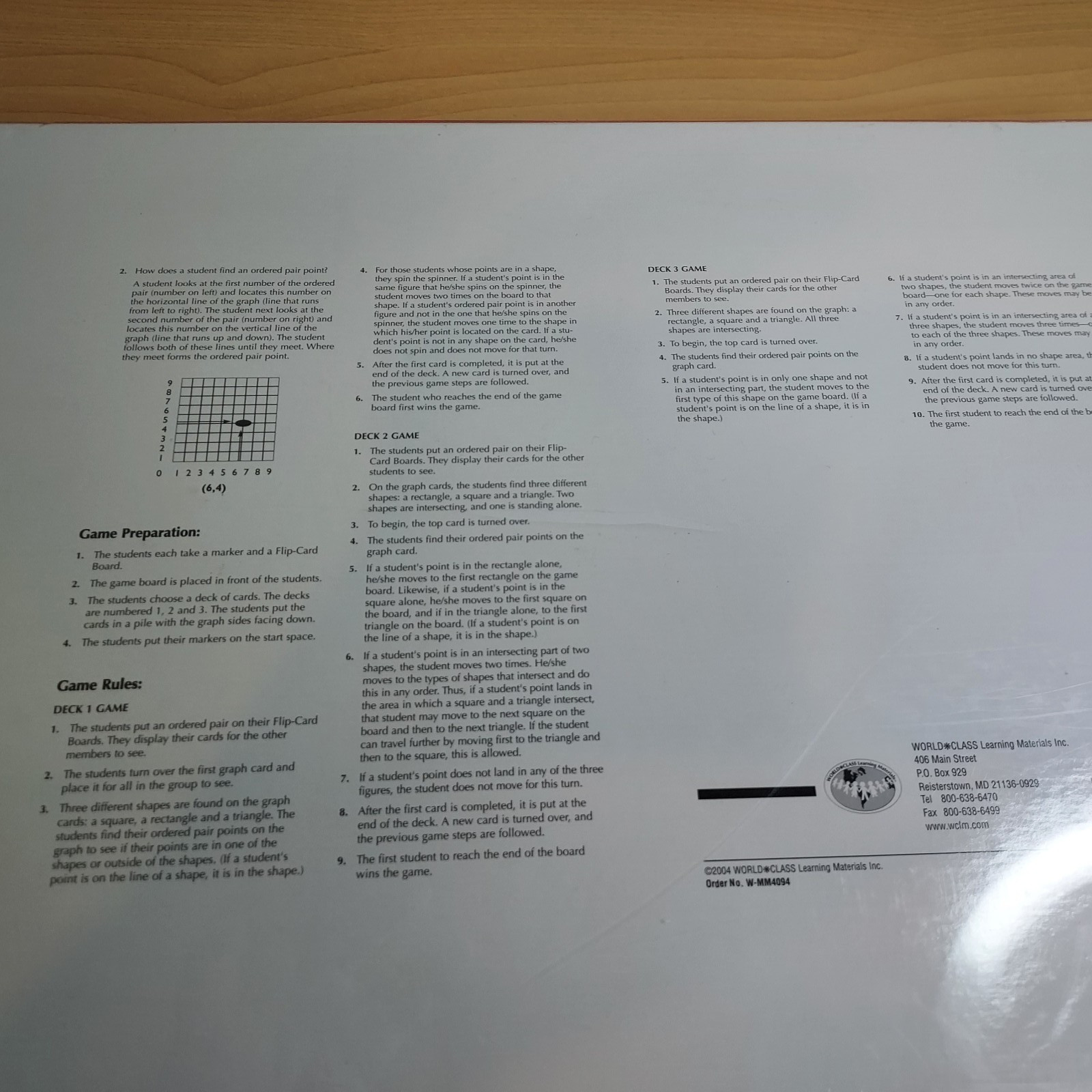 Plot Your Course Ordered Pairs Math World Class Learning Board Game NIB