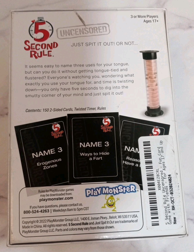 5 Second Rule Uncensored Adult Party Game New In Box