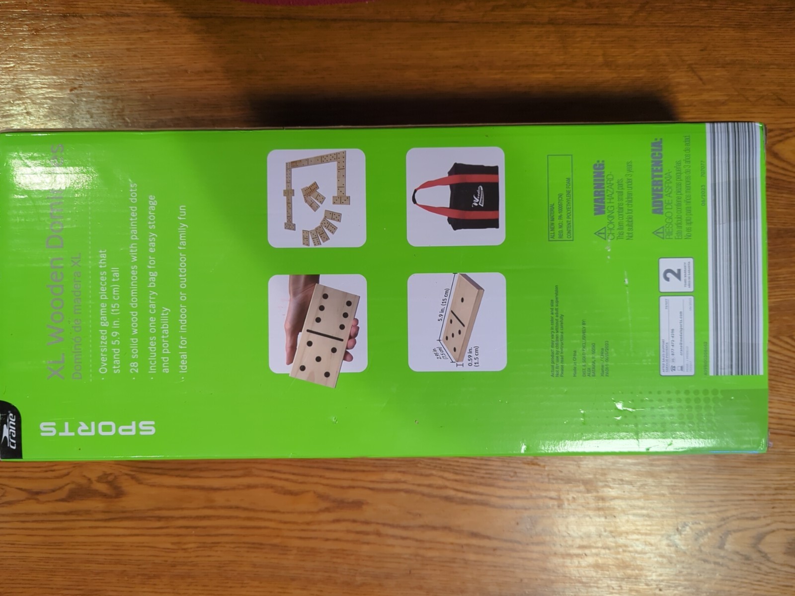 Crane XL Wooden Dominoes with Bonus Carry Bag – Brand New!!