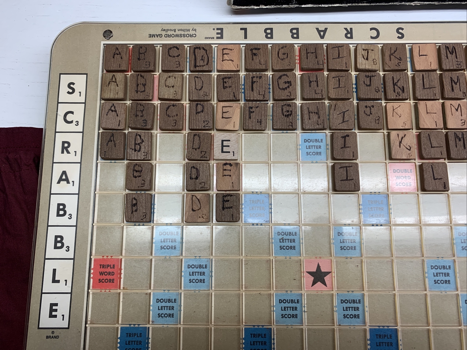 Scrabble Deluxe Edition Crossword Board Game Rotating Table- Incomplete Handmade