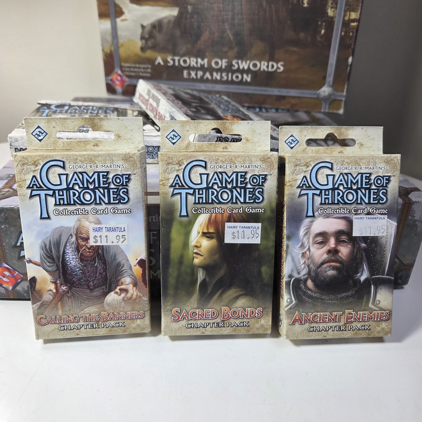 Lot Game of Thrones Core w Expansion, 3 Chapter Packs plus 2 Starter Packs