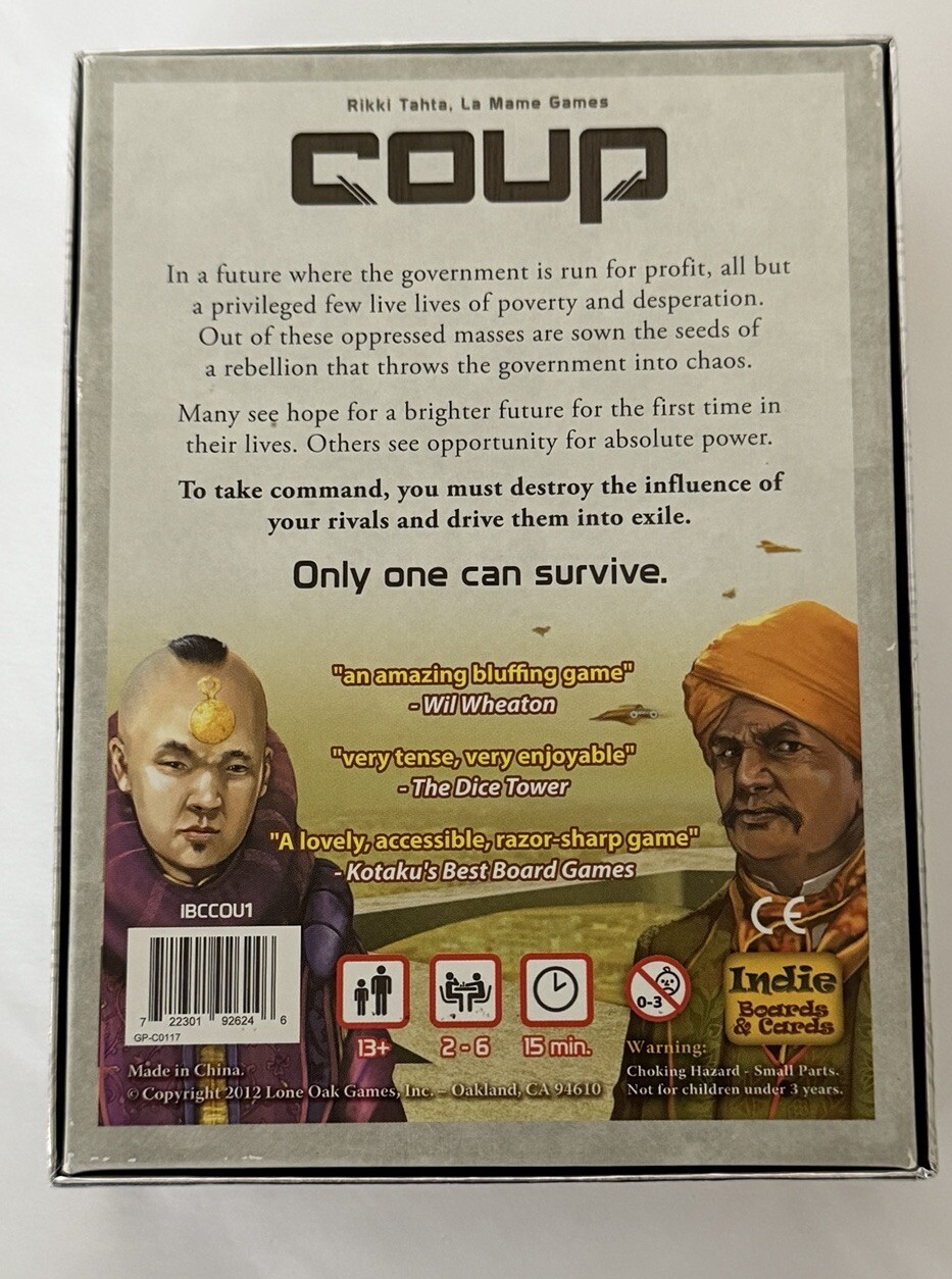 Indie Boards and Cards Coup The Dystopian Universe Card Game – COU1IBC; EUC