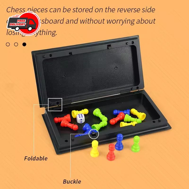 Ludo Game Set Strategy Game Parent Interaction with Foldable Board Travel Family