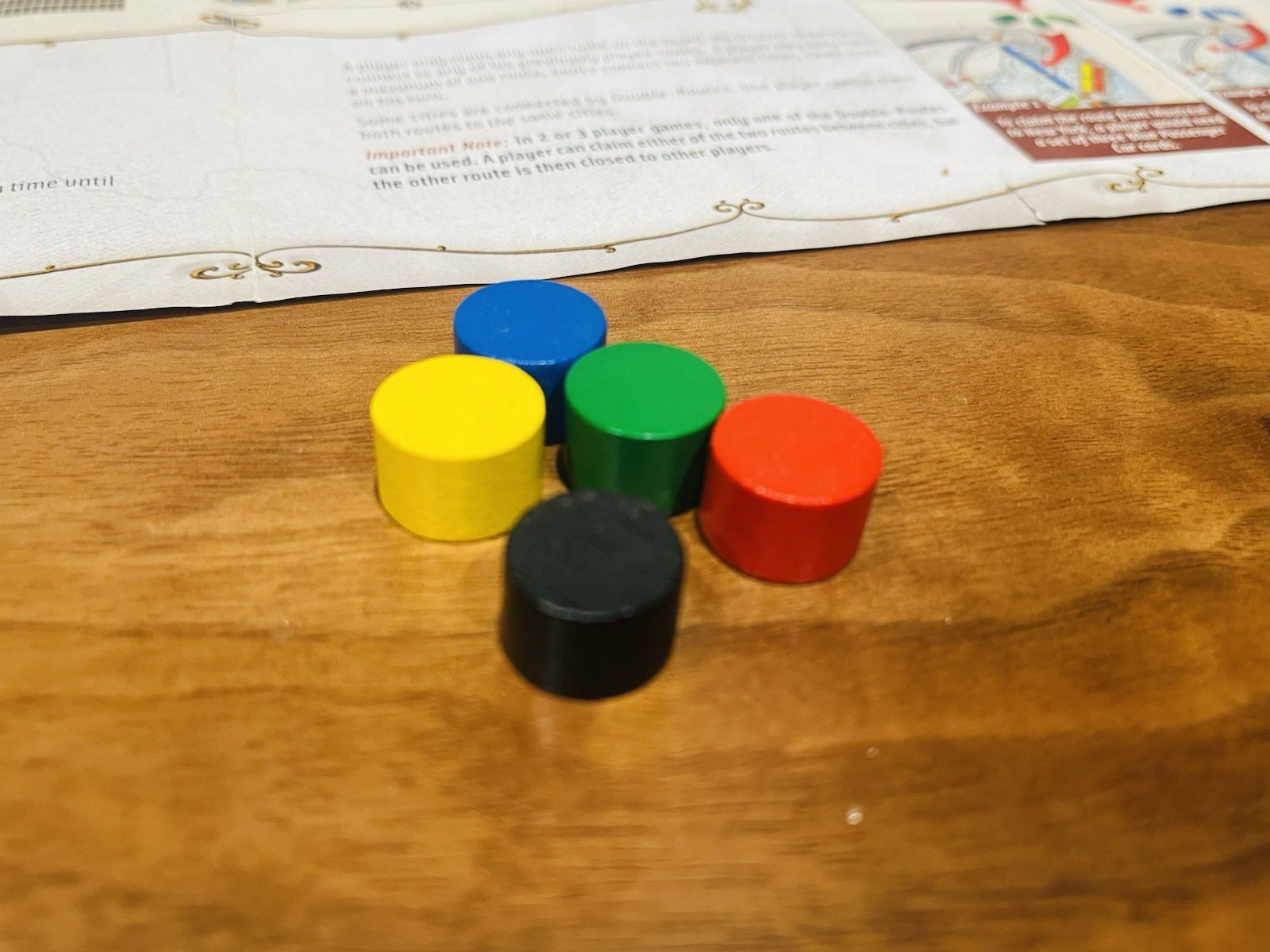 Ticket to Ride Replacement Wood Scoring Marker Pieces Set of 5 Mint 2009