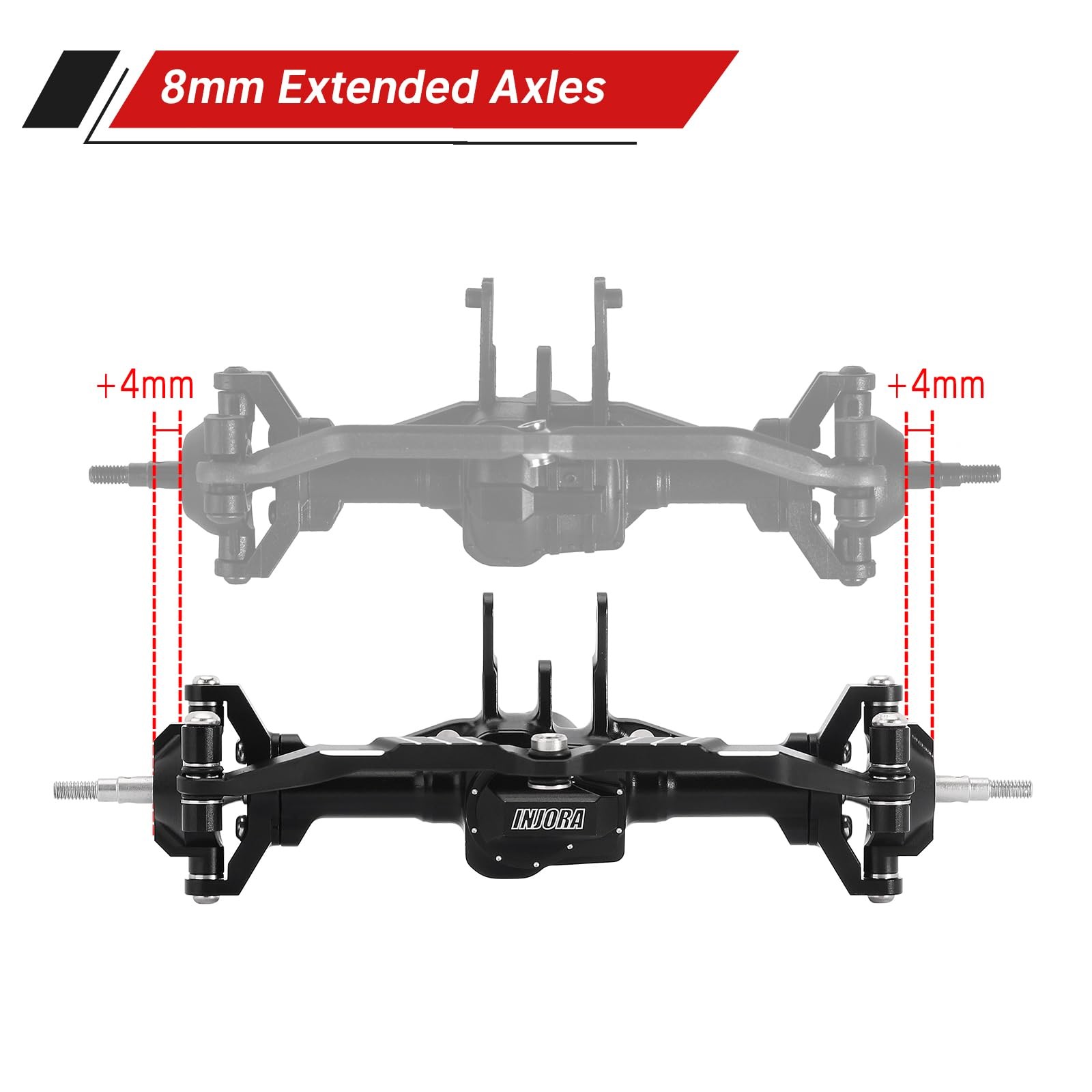 Front&Rear Axles +4mm Extended Aluminum TRX4M 1/18 RC Crawler 4M-61FR INJORA
