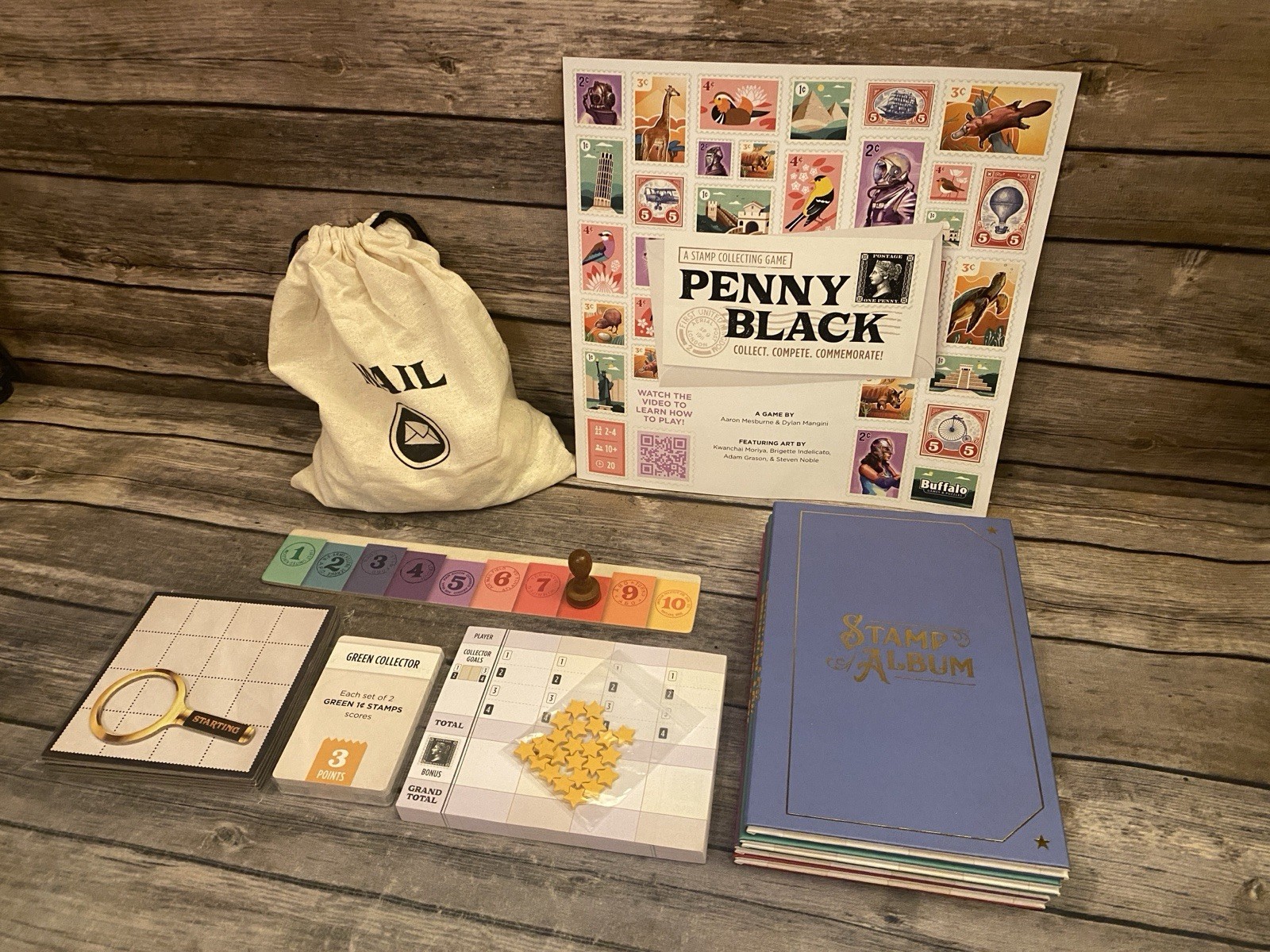 Penny Black Stamp Collecting Board Game Buffalo Games Complete Game