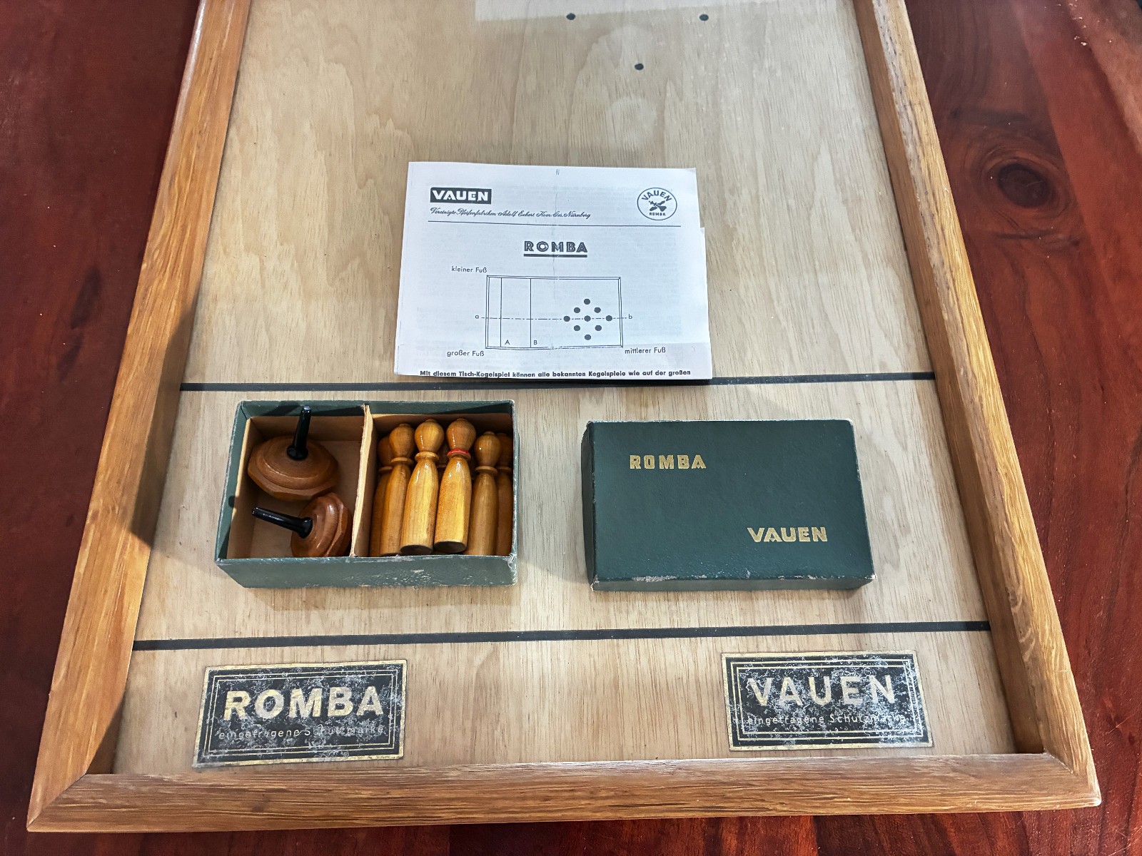 Romba bowling game table bowling game Vauen with instructions, from 1950 antique, like new 1