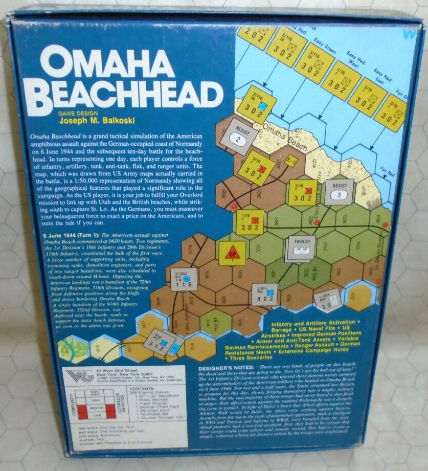 Omaha Beachhead WWII Battle Game COMPLETE & UNPUNCHED – Victory Games USA