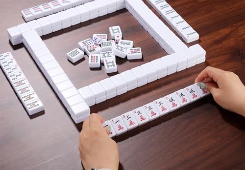 Mose Cafolo American Mahjong Set 166 Engraved Tiles Travel Case Game Accessories