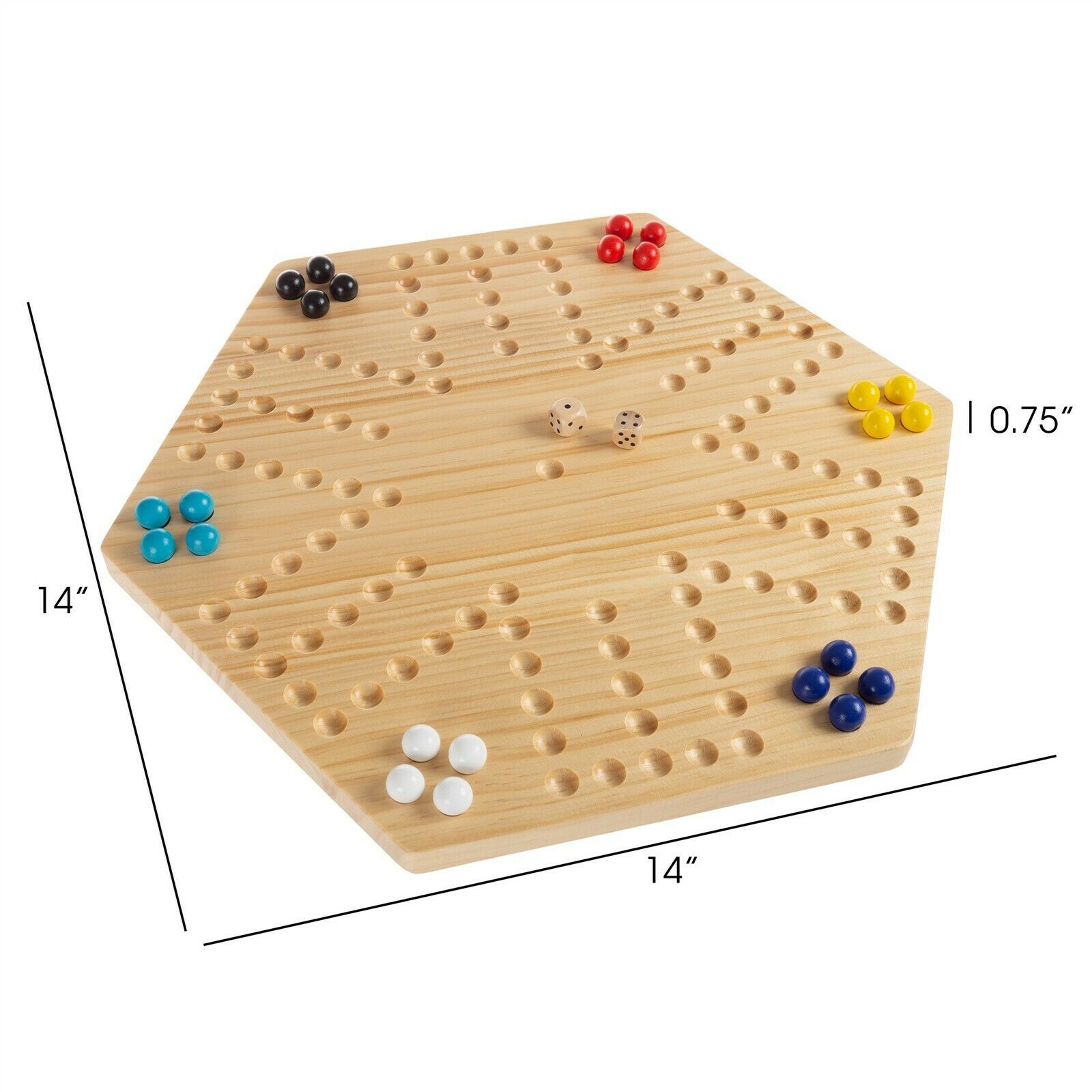 Wooden Board Game Dice Marbles Thinking Dice Game Kids Adult Fun Up to 6 Player