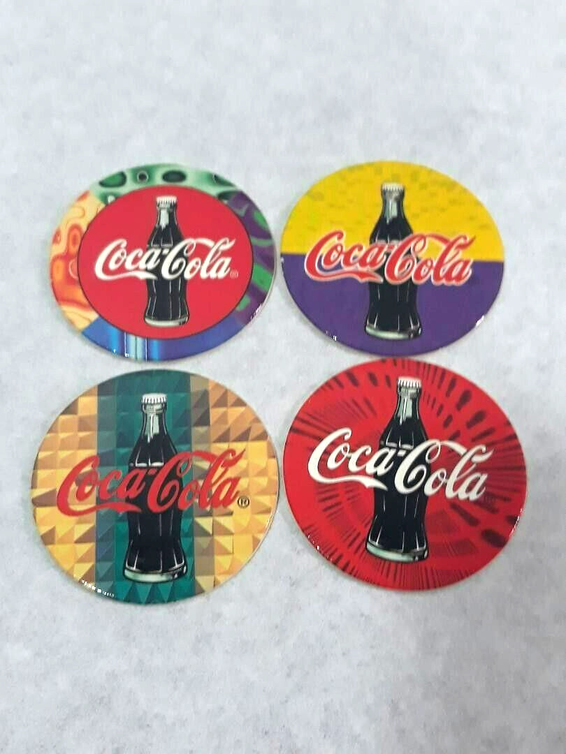 Vintage 1995 Lot of 4 Coca Cola Pogs “Coke Caps” ~ Ships FREE