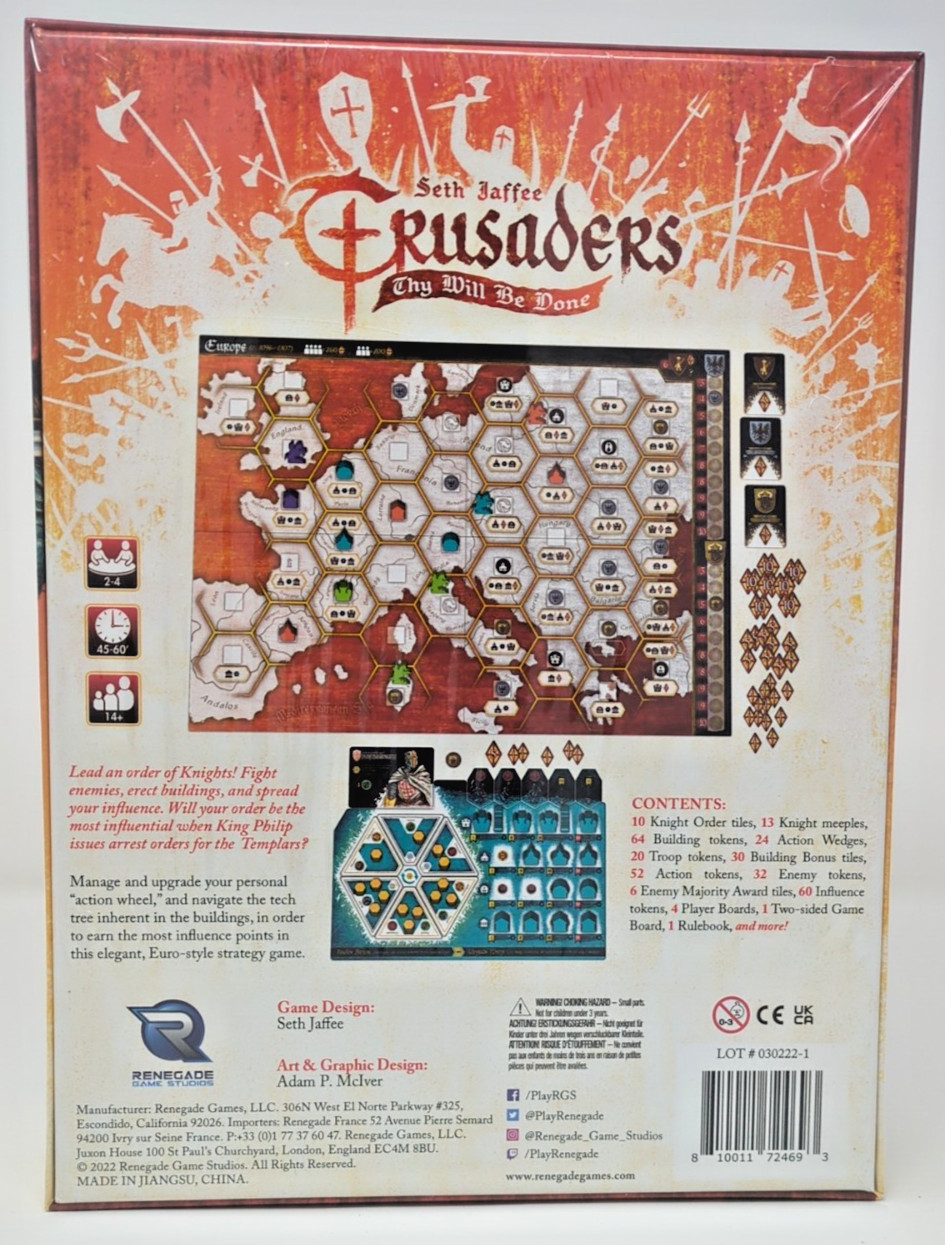 Crusaders Thy Will Be Done Board Game – NEW Sealed Renegade Games
