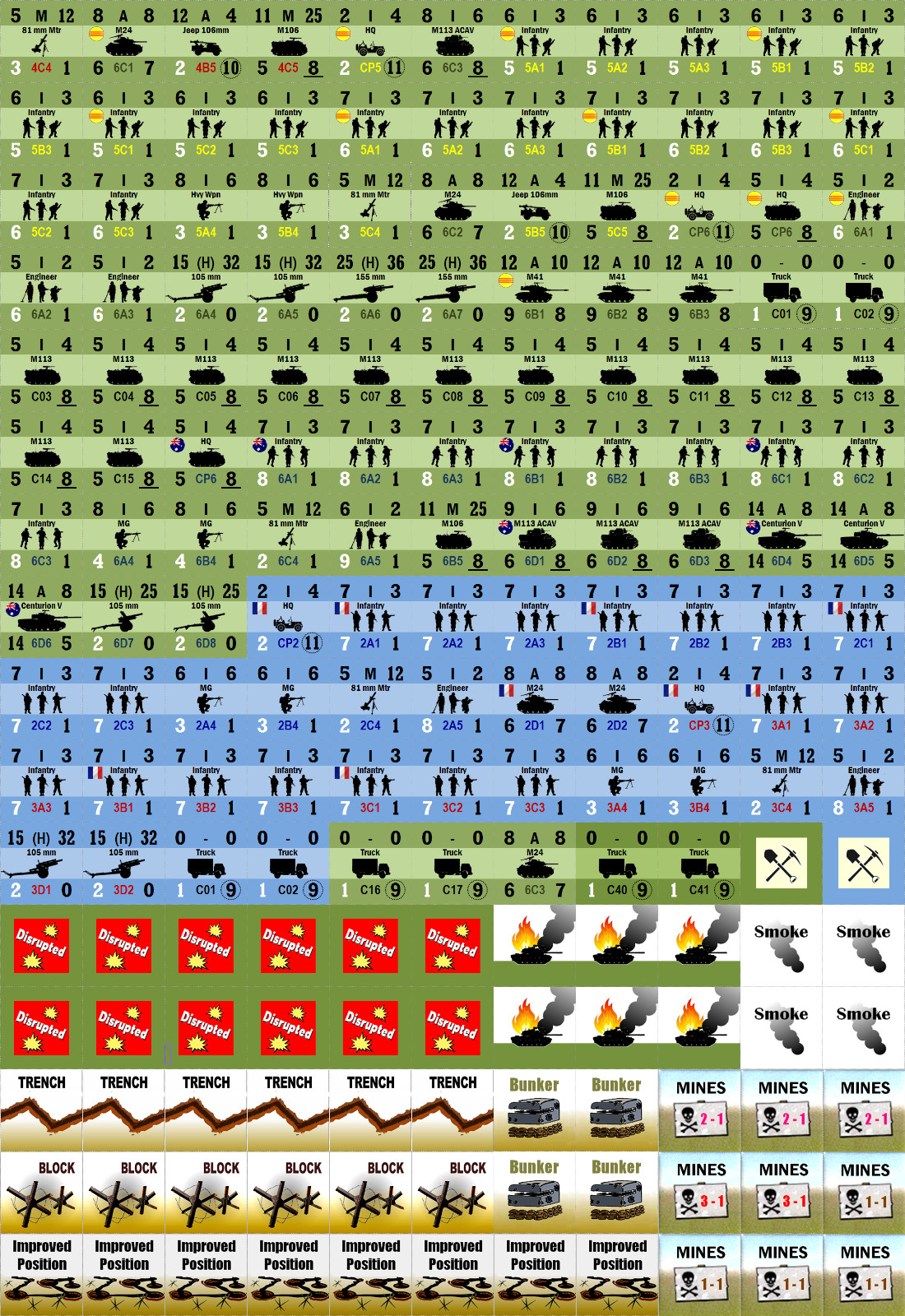 Vietnam Counter Set PanzerBlitz Panzer Leader Avalon Hill GMT SPI