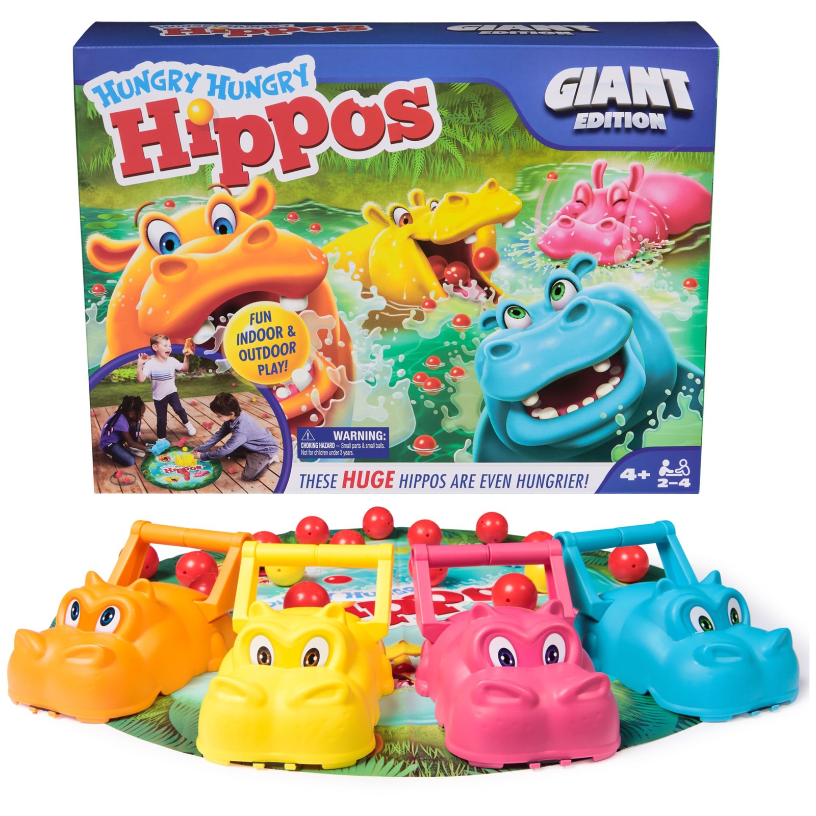 , Hungry Hungry Hippos Giant Edition, Family Game for Indoor & Outdoor Play w…