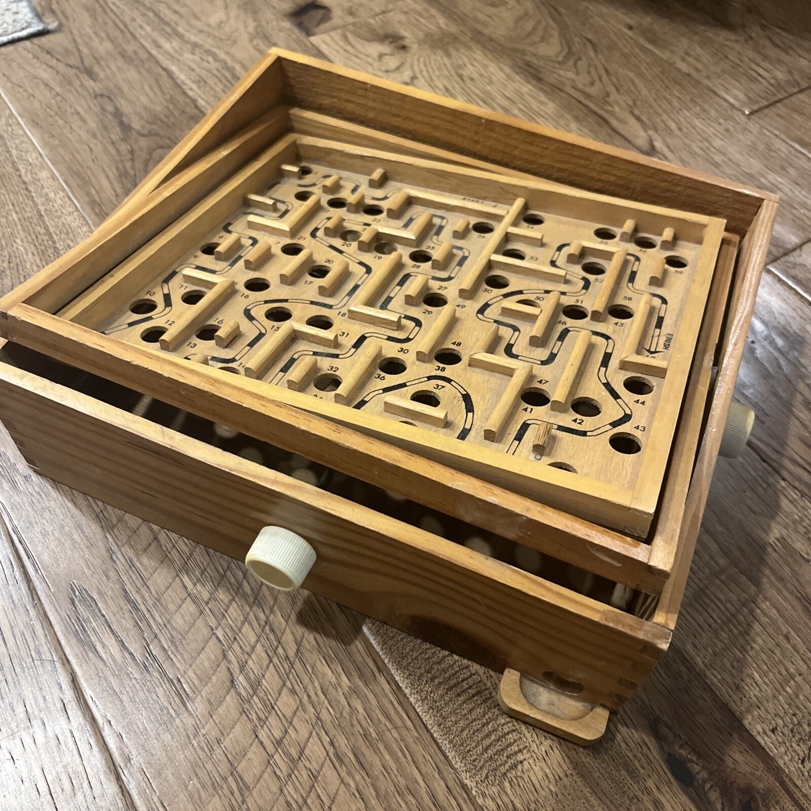 Vintage Labyrinth Wooden Tilting Maze Puzzle Game Marble Included! W/O Box