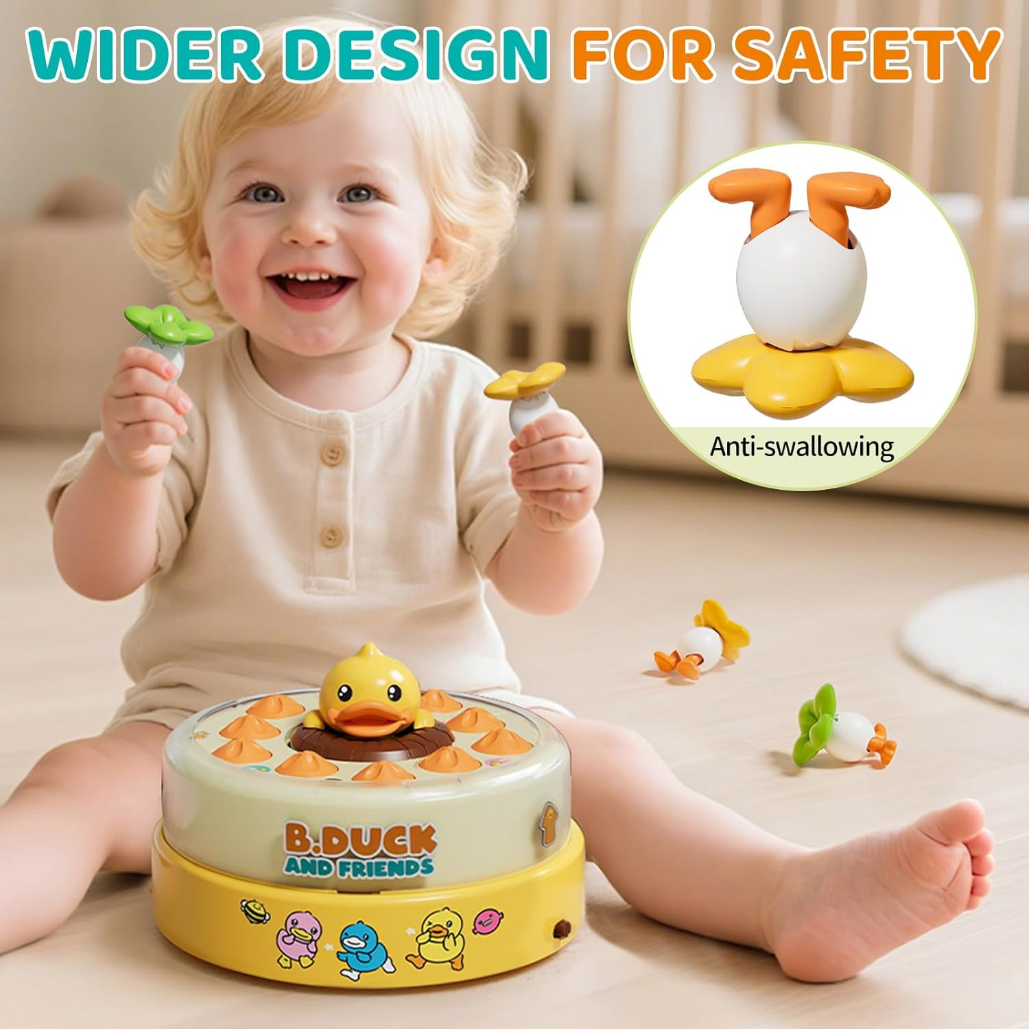 B.Duck Games, Bounce and Catch Board Game for Kids Age 4-6, Interactive & Music