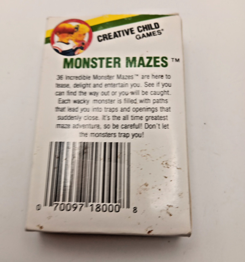 VTG 1993 Creative Child Games MONSTER MAZES 36 Card Activity Set
