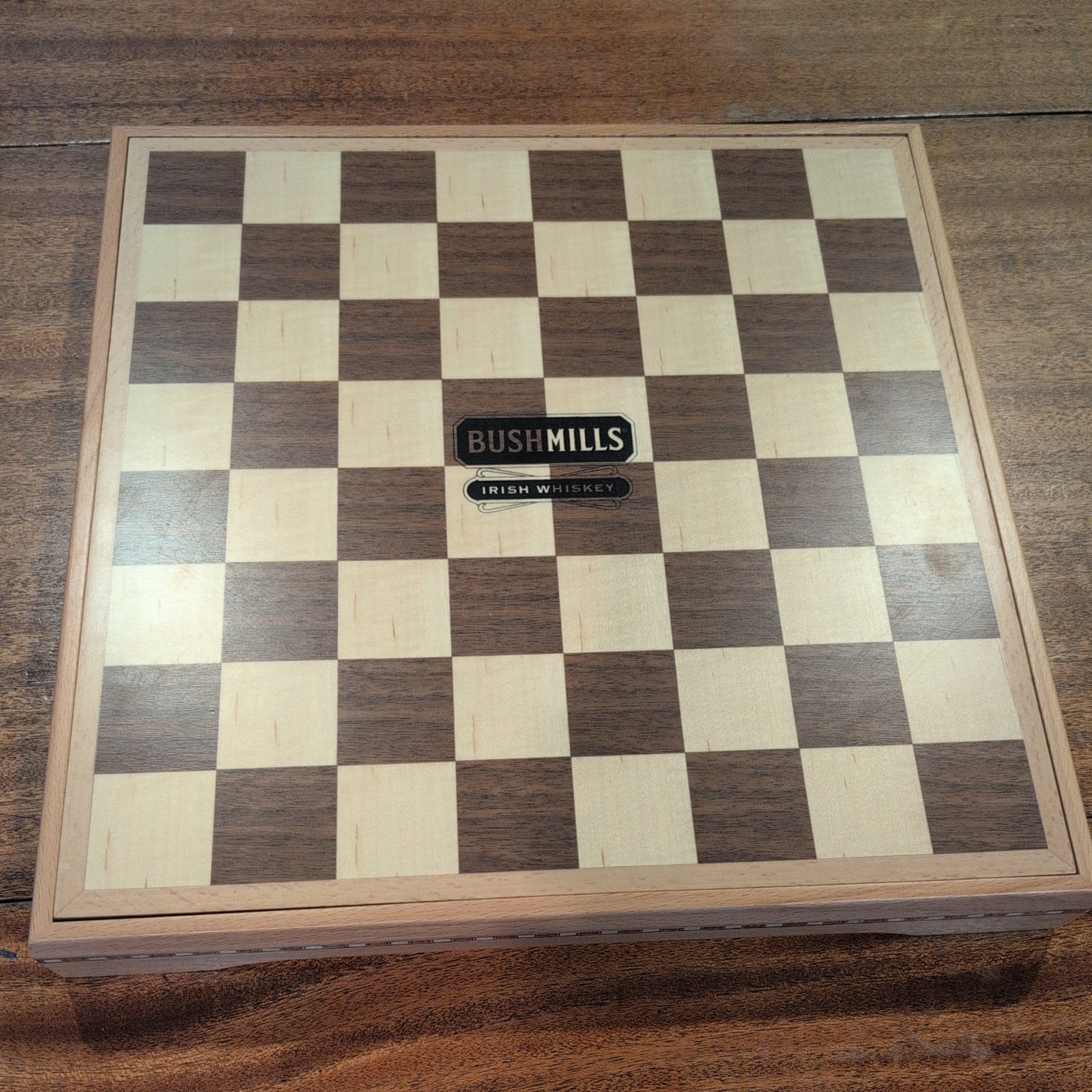 Medieval Chess Set – Wooden Board w/ Polystone Pieces Branded BushMills Whiskey