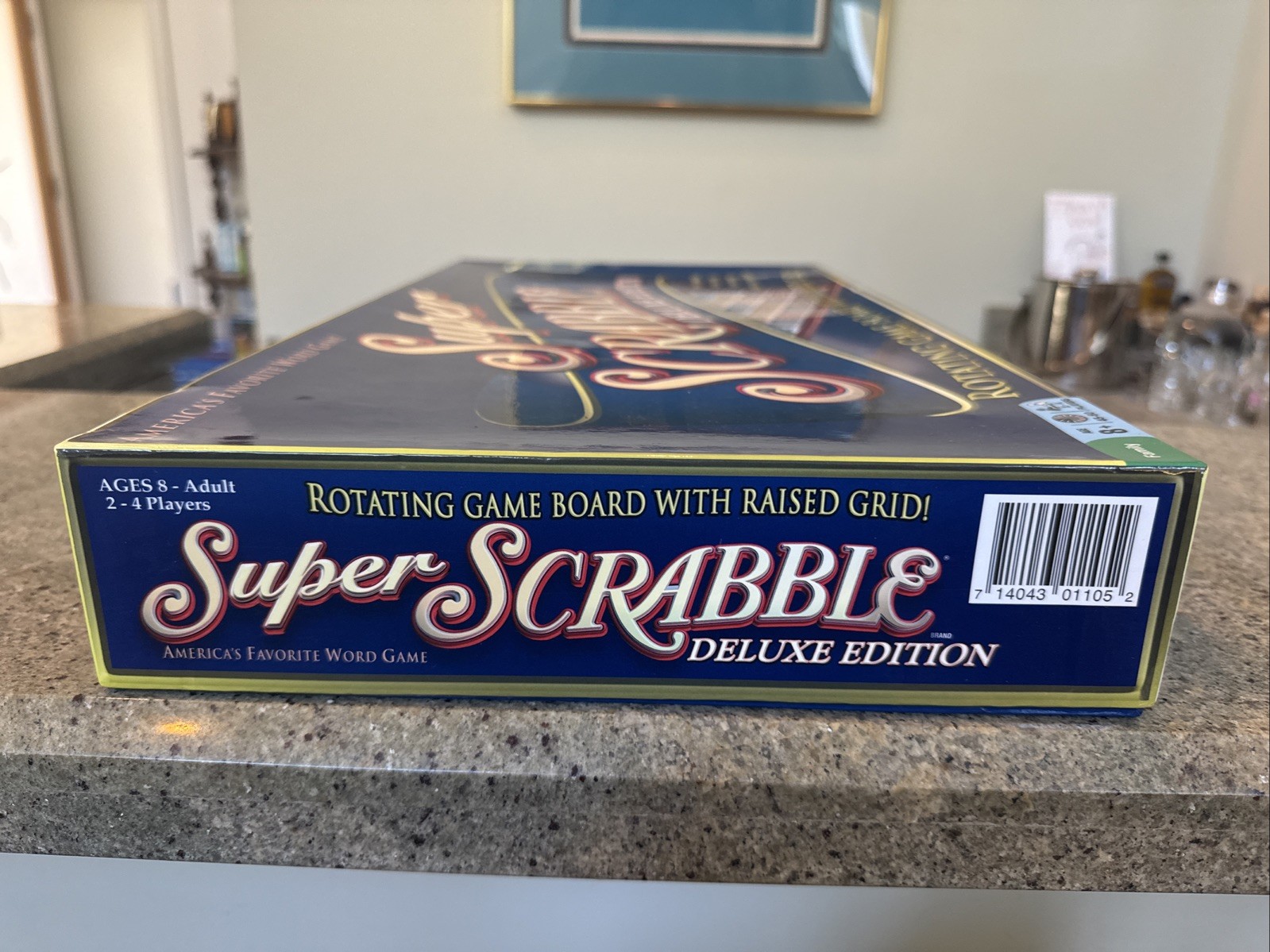 Super Scrabble Deluxe Edition Crossword Game Rotating Board Hasbro 2010
