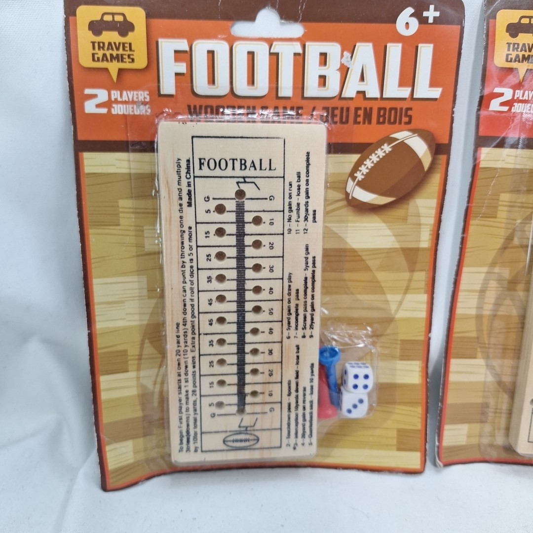 3 New Wooden Travel Games Football – Golf – Basketball 2 Players Wooden Peg Dice