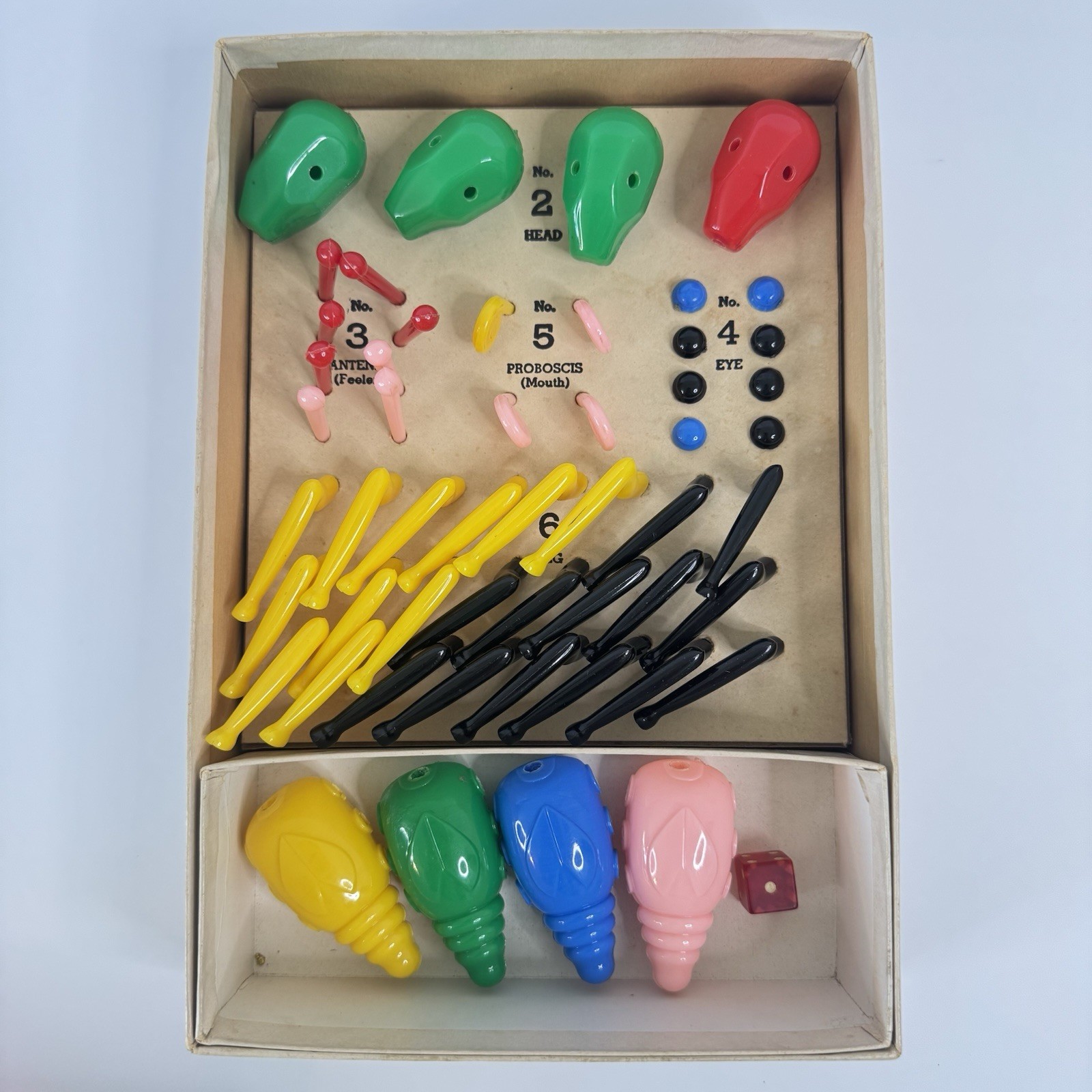 Vintage Bug Game: “Cootie” 1949 Original Box W.H. Schaper MFG. Complete.