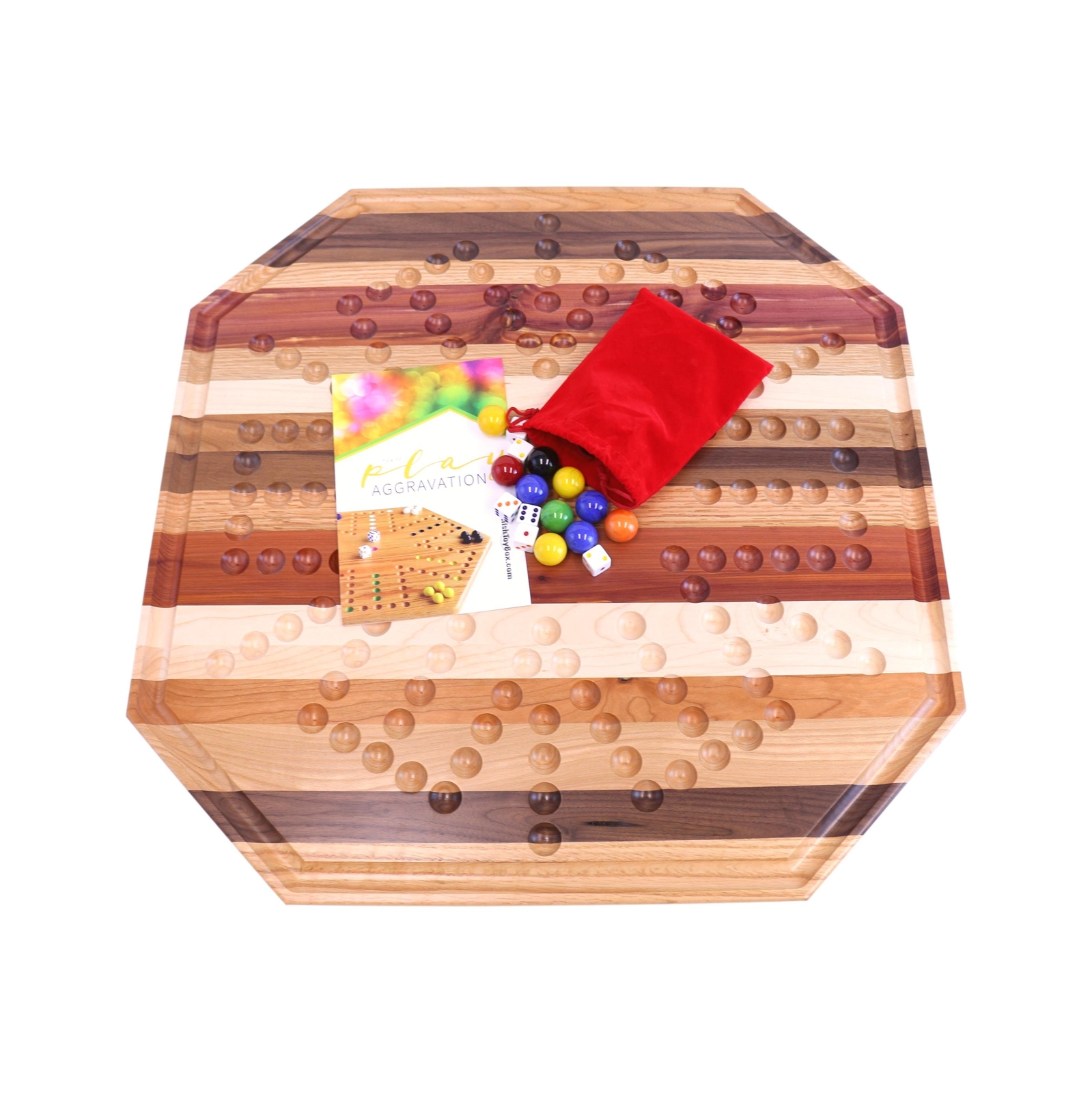 Wahoo Aggravation Marble Game Board Set – Multiple Wood Species – Large 24″…