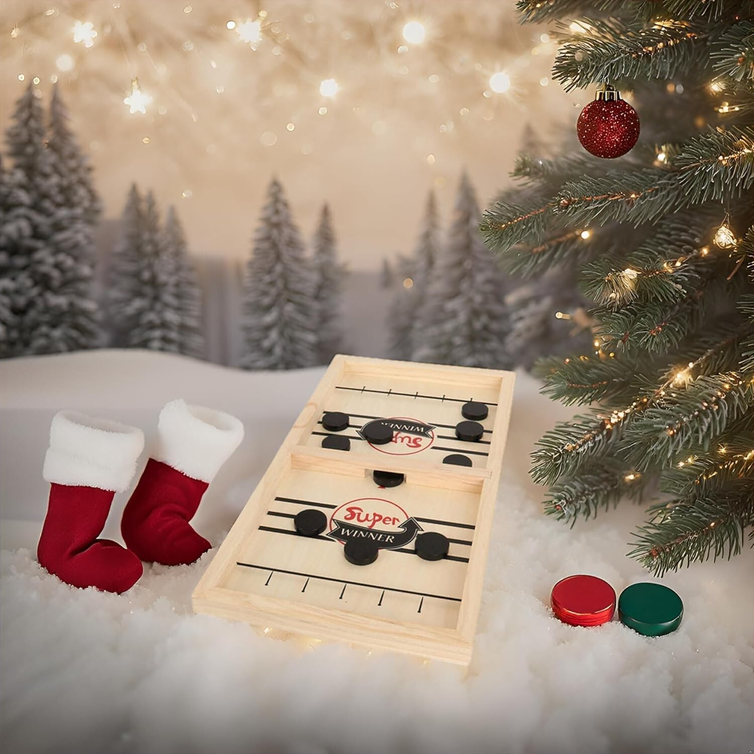 Fast Sling Puck Game Wooden Hockey Table Game Foosball Winner Board Game, Gift.