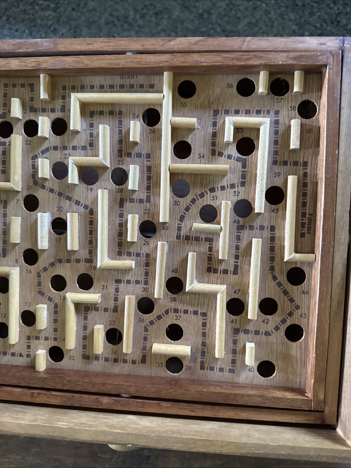 Vintage Labyrinth Wooden Tilting Maze Puzzle Game Marble Included! W/O Box