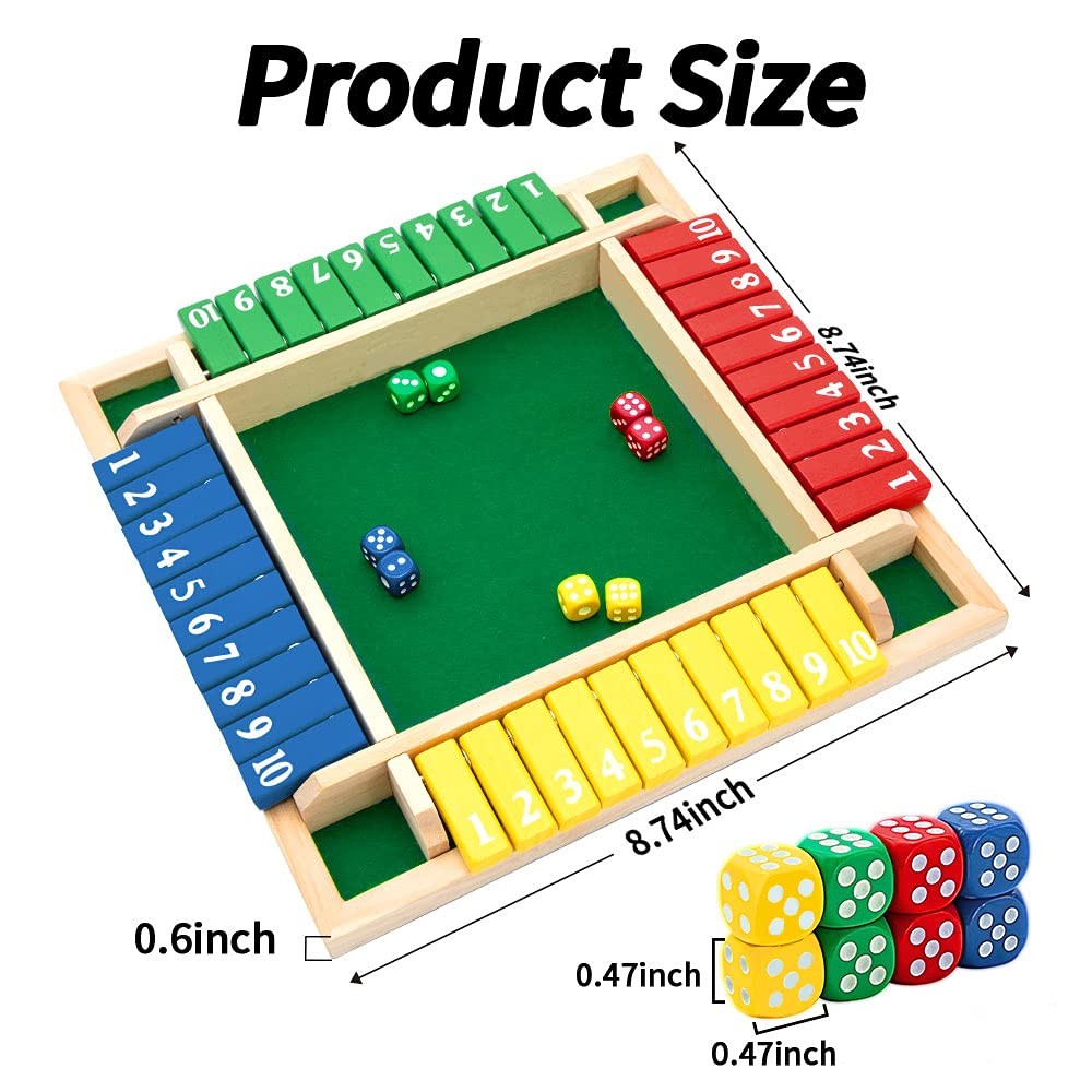 Nicecho Shut The Box Dice Game,2-4 Player Family Wooden Board Table Math Game…