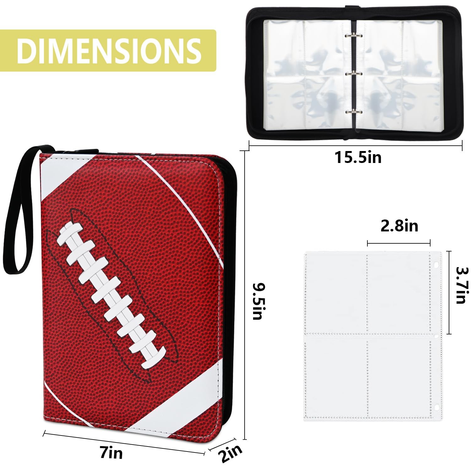 400 Card Binder Pockets, Trading Albums with 50 Football Card, Red