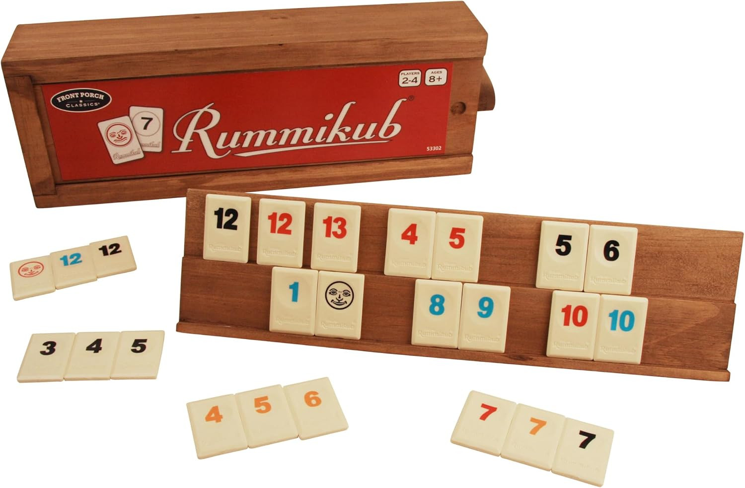Front Porch Classics, Rummikub Vintage Edition in All-Wood Storage Case with 4 B