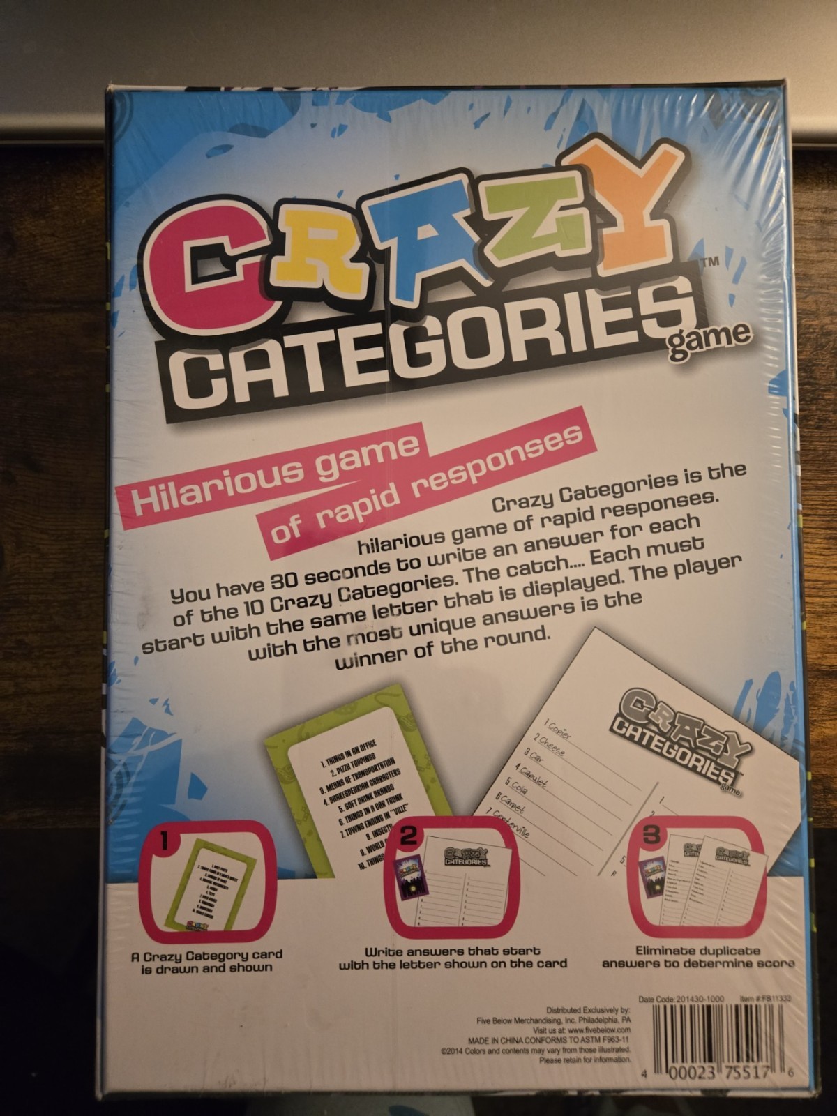 Crazy Categories Game, NEW/Sealed, 10+, 2+ Players, Rapid Responses/Fun