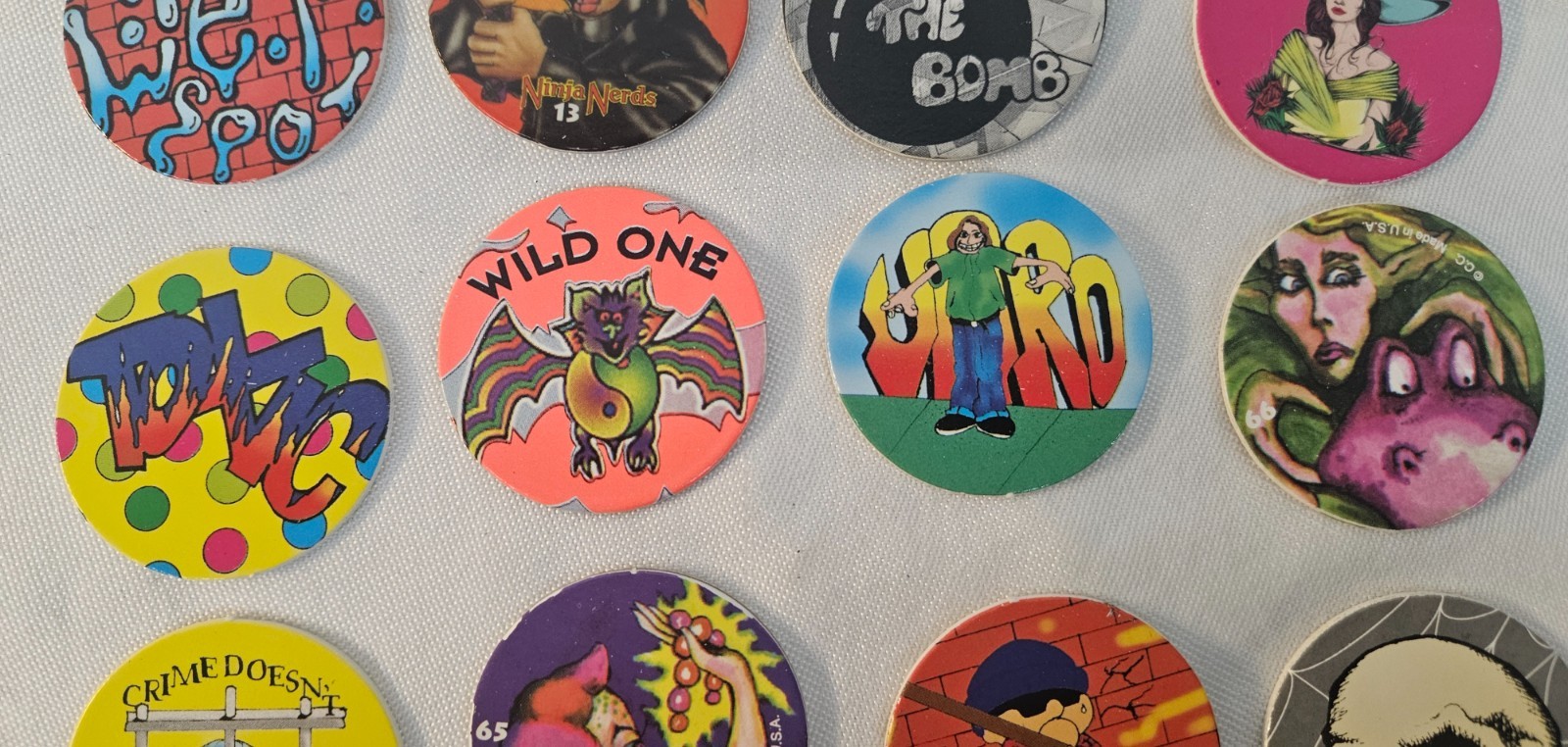 1990s Lot of 12 Misc. Pogs Slammer Whammers Milk Caps Lot #30