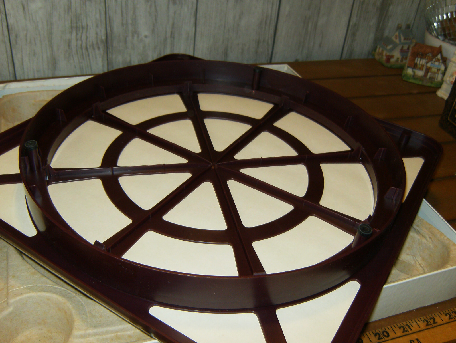 Scrabble Deluxe Edition 1989 Rotating Turntable Mahogany Tiles Complete