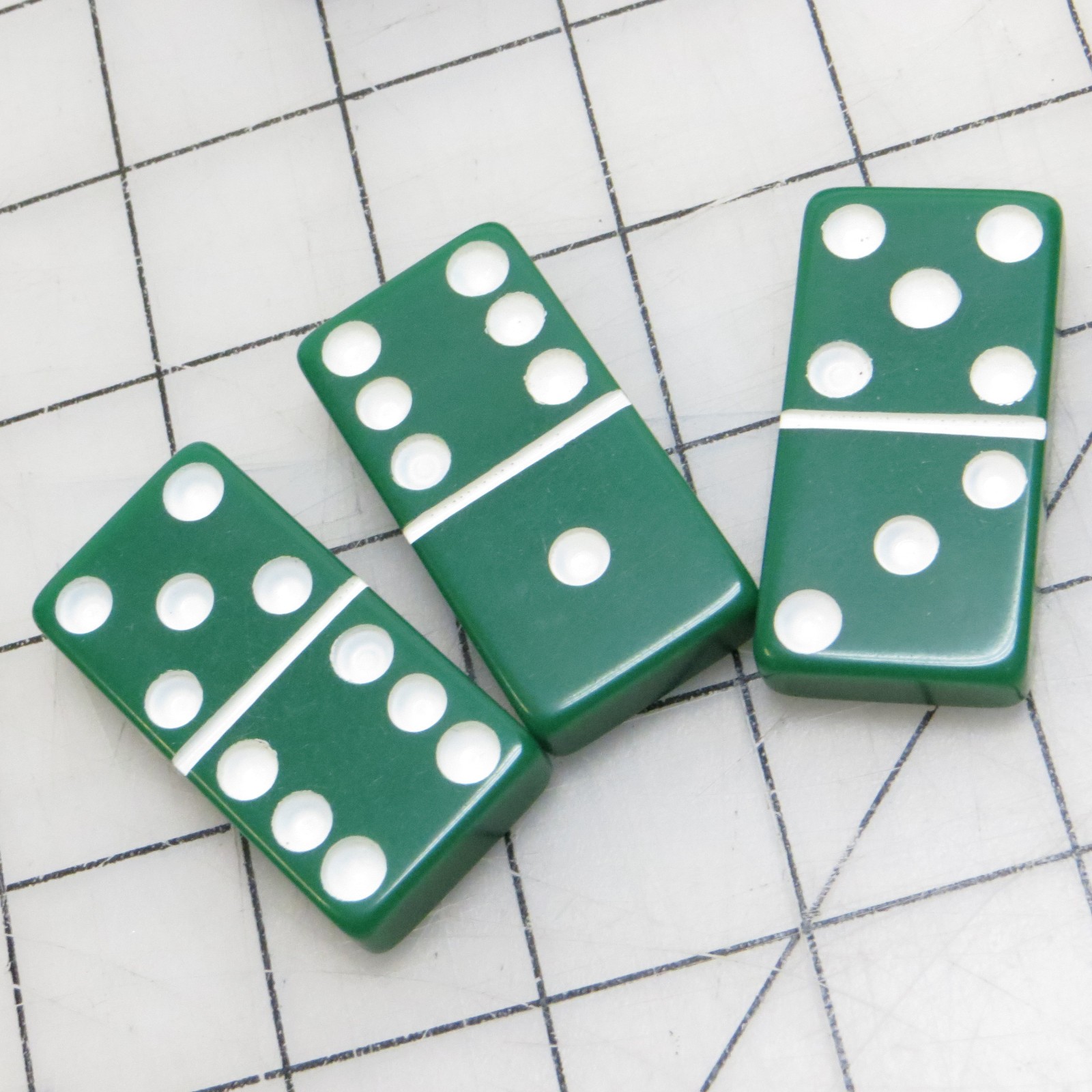 Vintage Puremco MarbleLike Green Standard Dominoes Set of 28 & Box – Made in USA