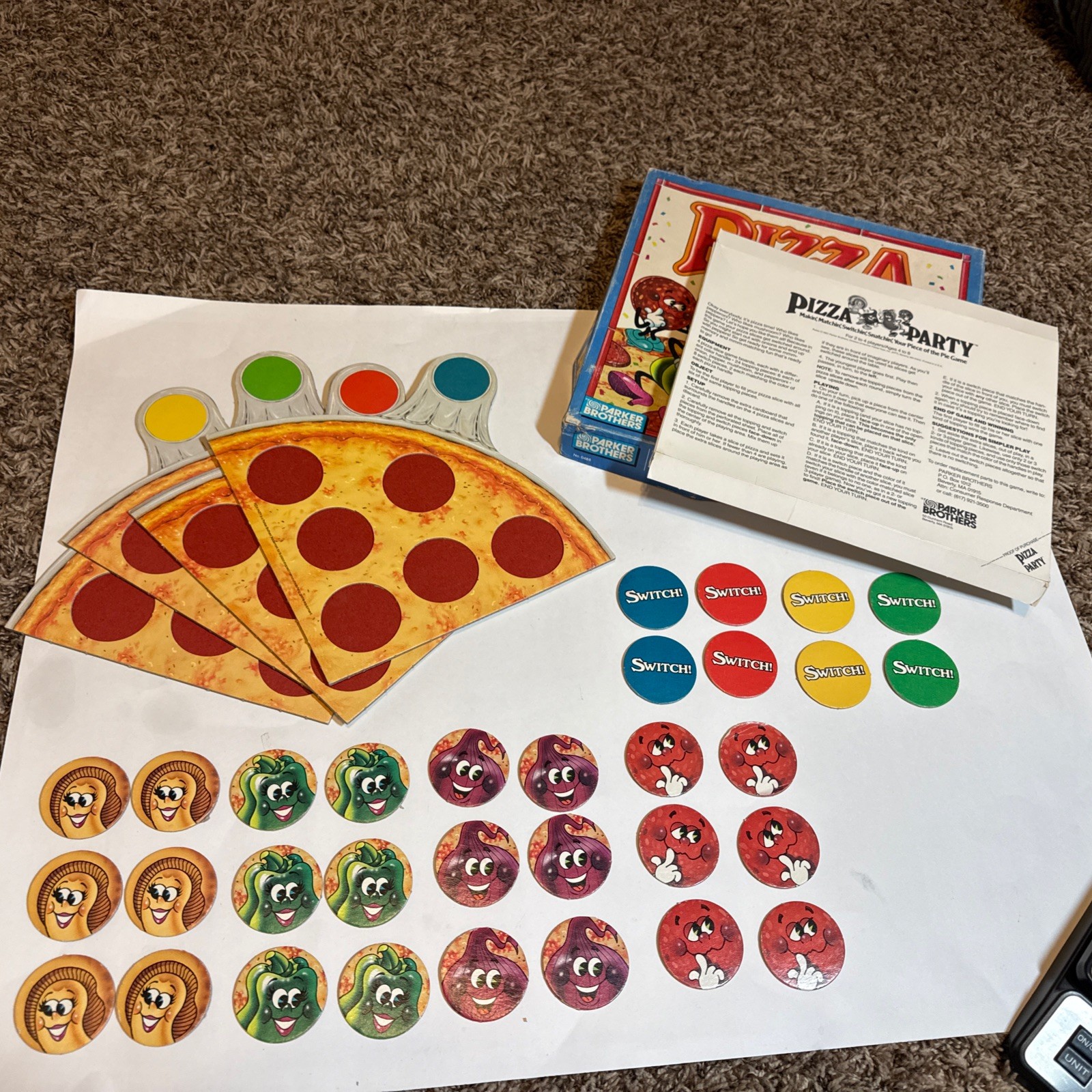 Vintage 1987 PIZZA PARTY Board Game Parker Brothers 100% COMPLETE Instructions