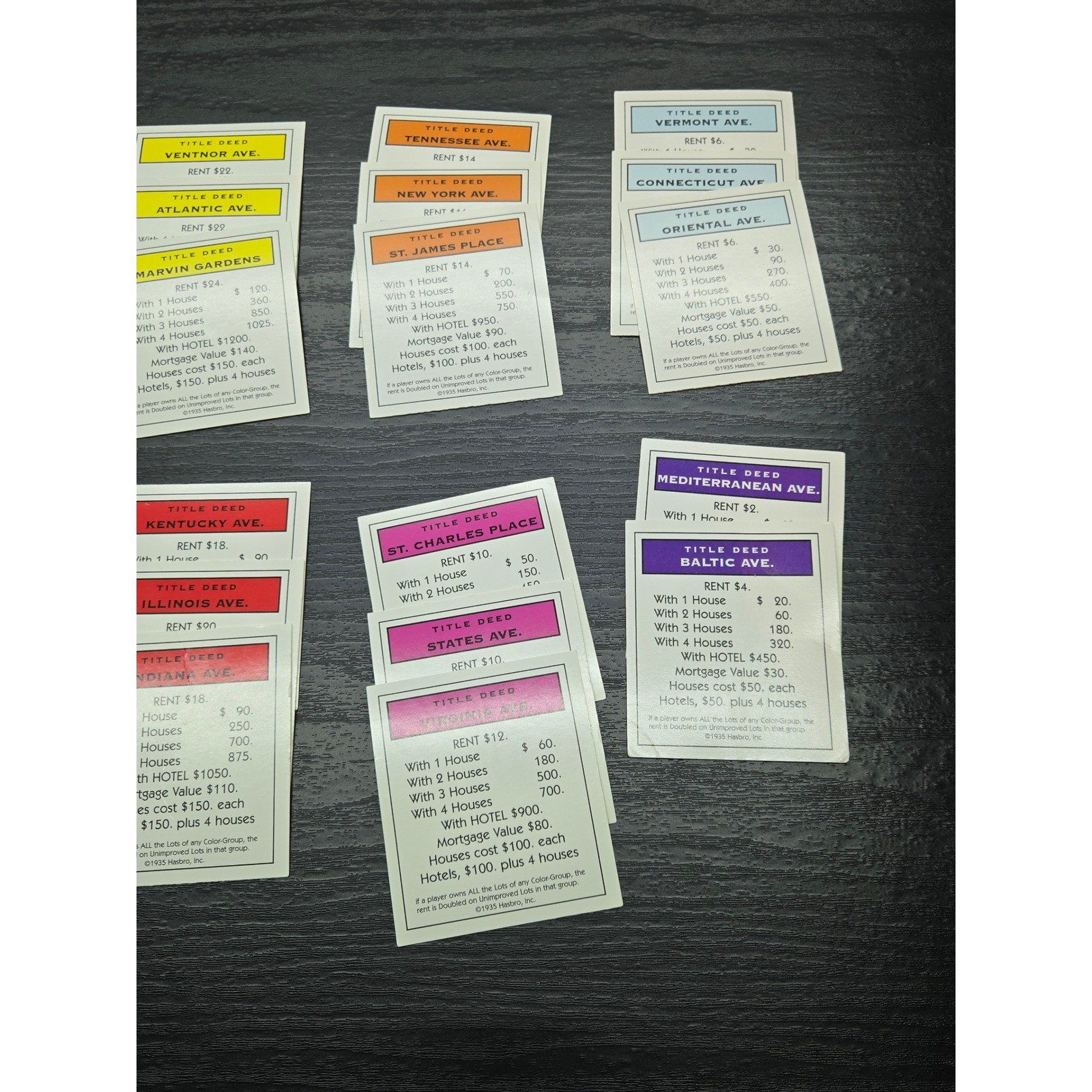 Monopoly Title Deed Cards Property Railroads Utilities Replacement Lot