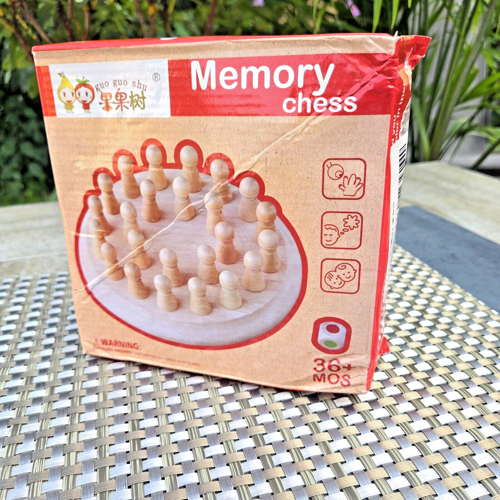 Wooden Memory Game Multi Player Family Match Kids Chess Board Guoguoshu EUC T