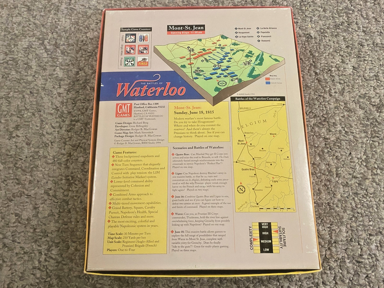 Battles of Waterloo – GMT 1994 – Complete + C3I Replacement Counters & More